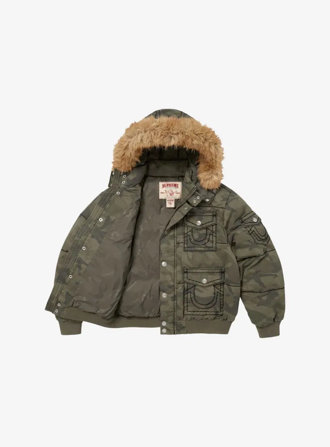 Supreme True Religion Puffer Jacket Olive Camo