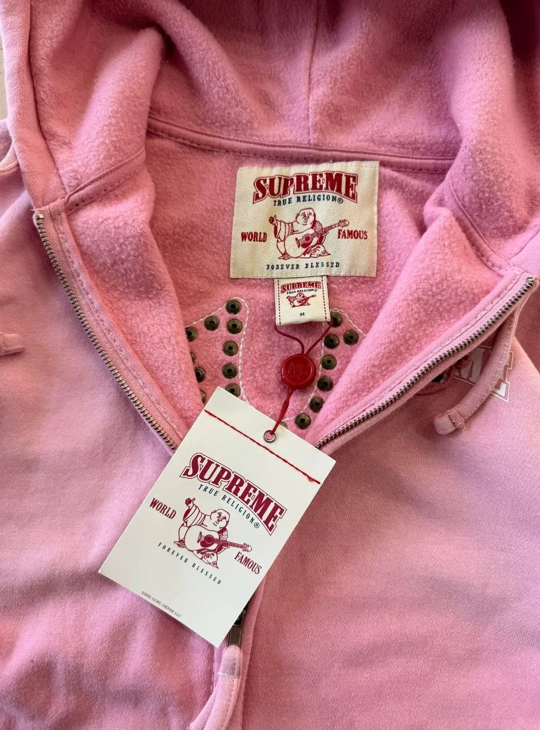 Supreme True Religion Zip Up Hooded Sweatshirt Pink (FW25)