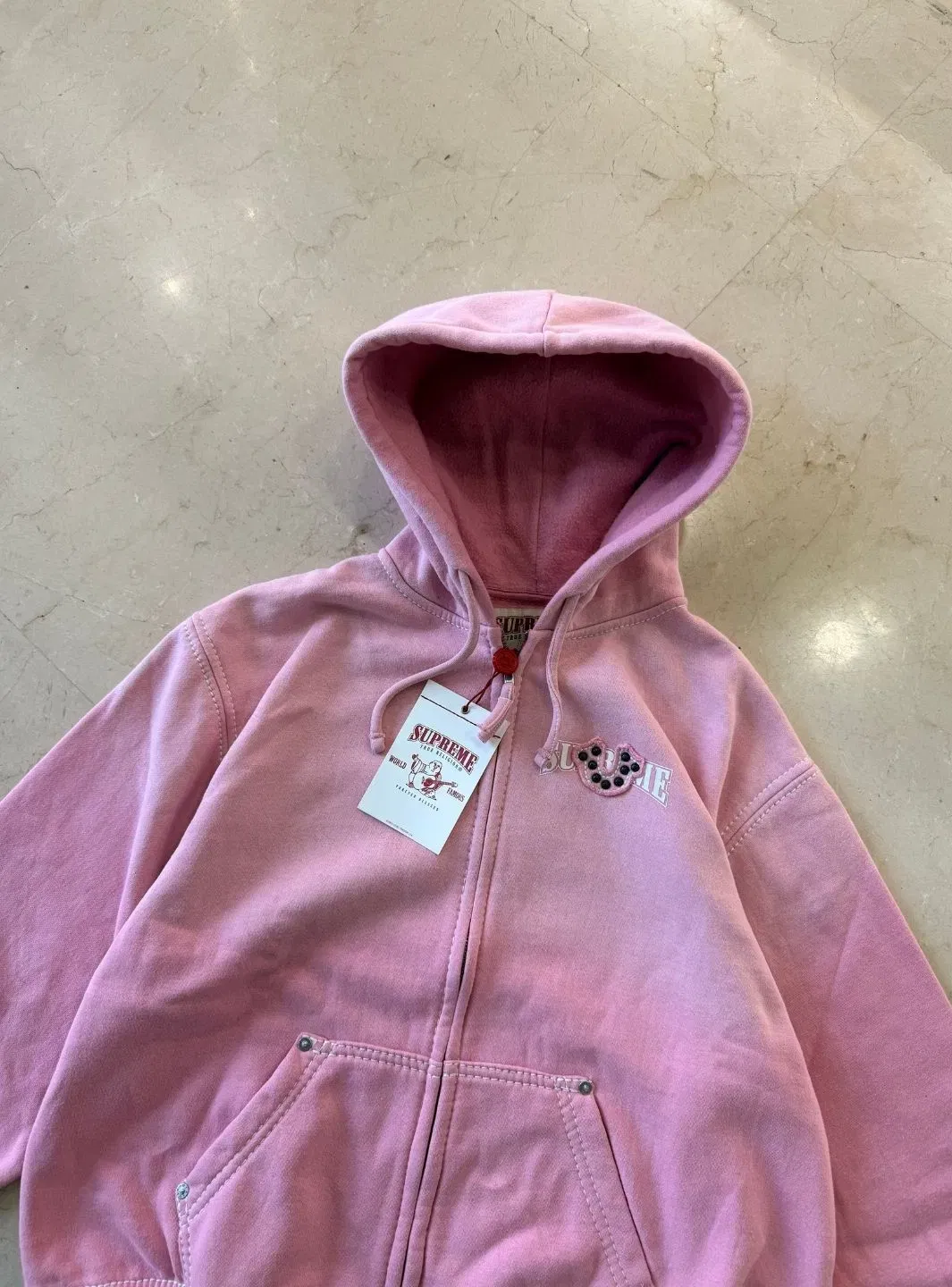 Supreme True Religion Zip Up Hooded Sweatshirt Pink (FW25)
