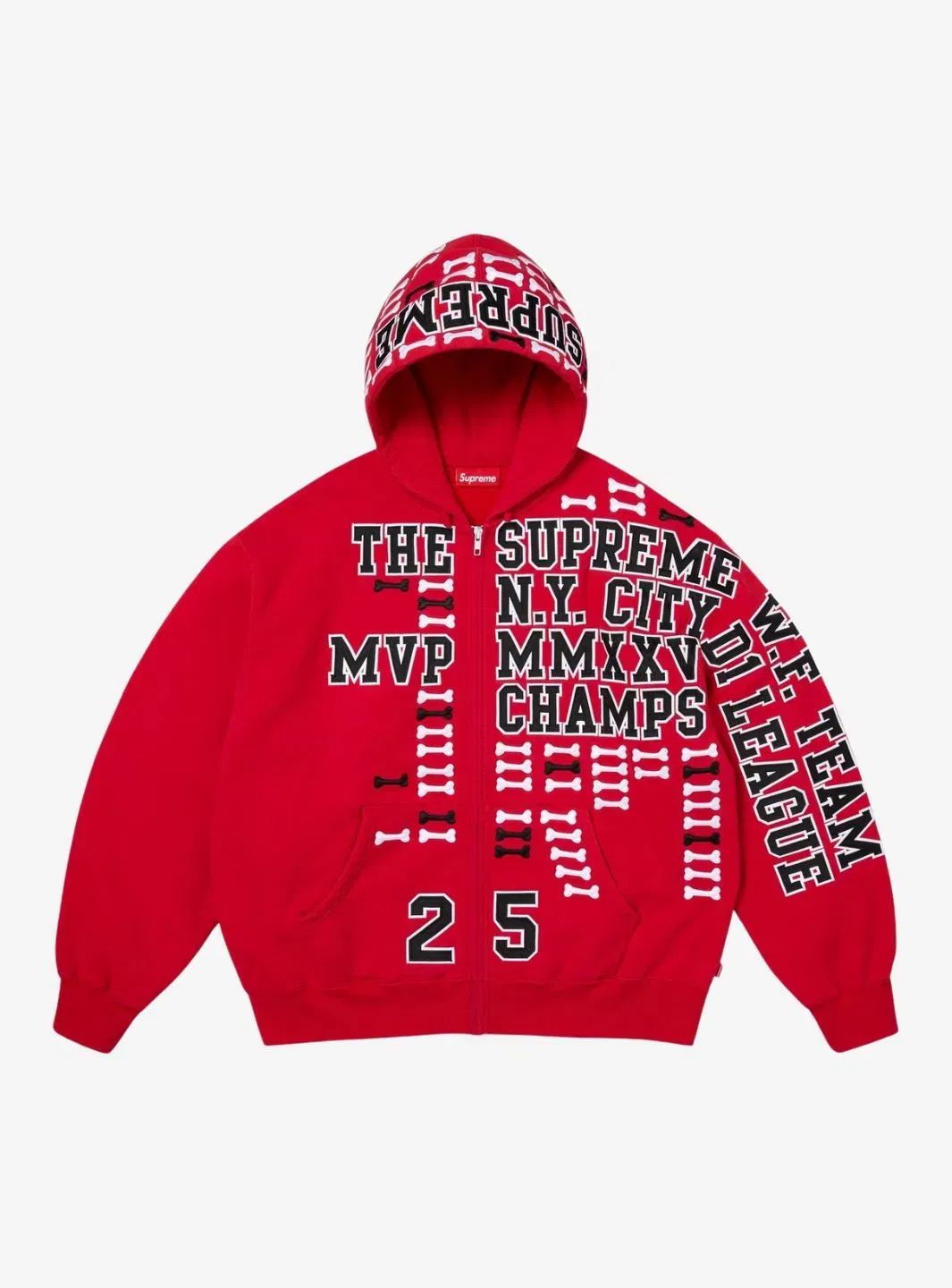 Supreme League Champs Zip Up Hooded Sweatshirt Red