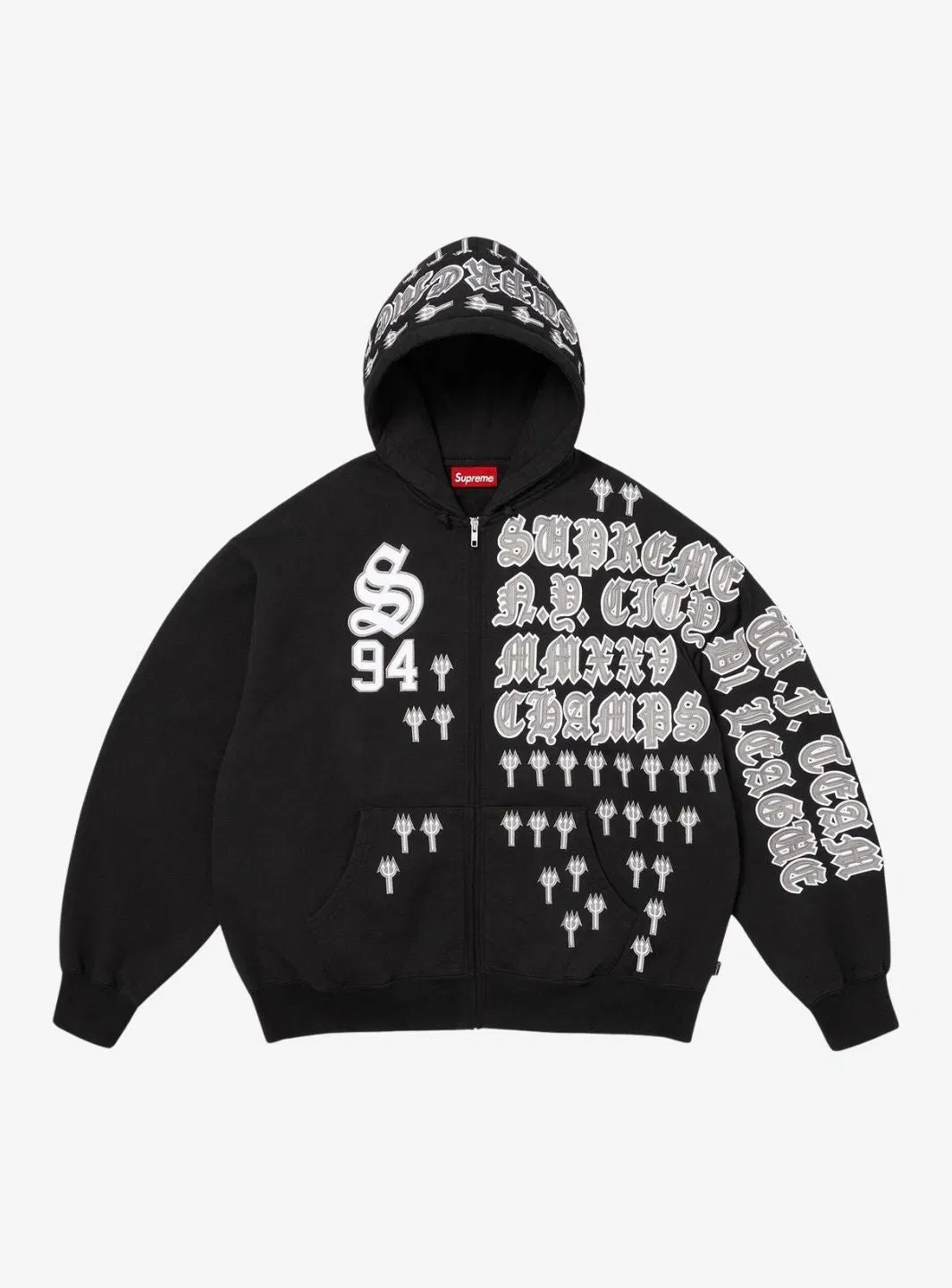 Supreme League Champs Zip Up Hooded Sweatshirt Black