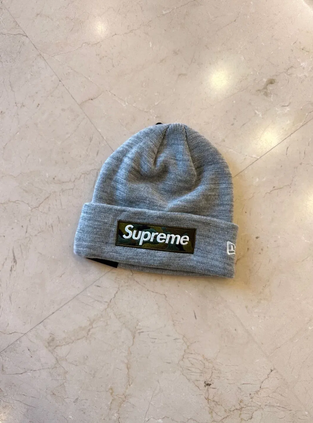 Supreme New Era Box Logo Beanie Heather Grey (FW23)