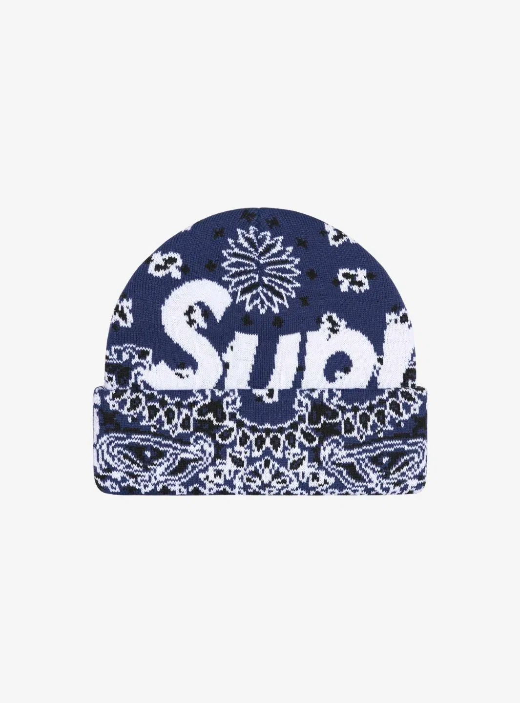 Supreme Bandana Big Logo Beanie Blue