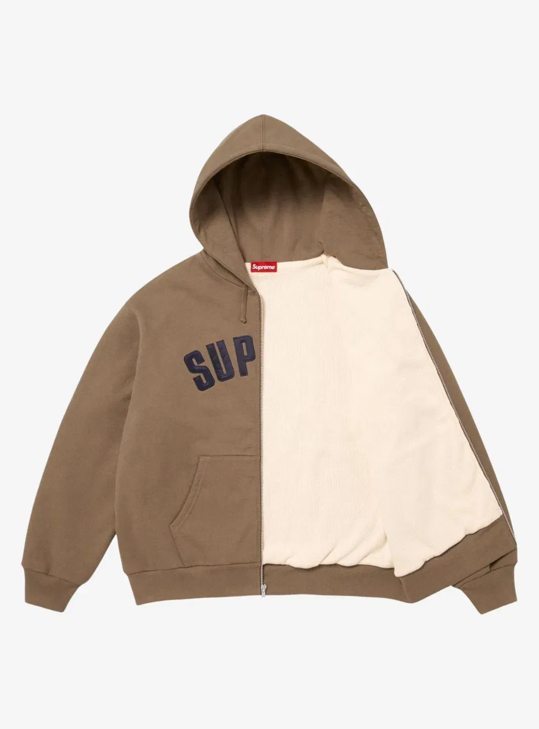 Supreme Arc Thermal Lined Zip Up Hooded Sweatshirt Brown