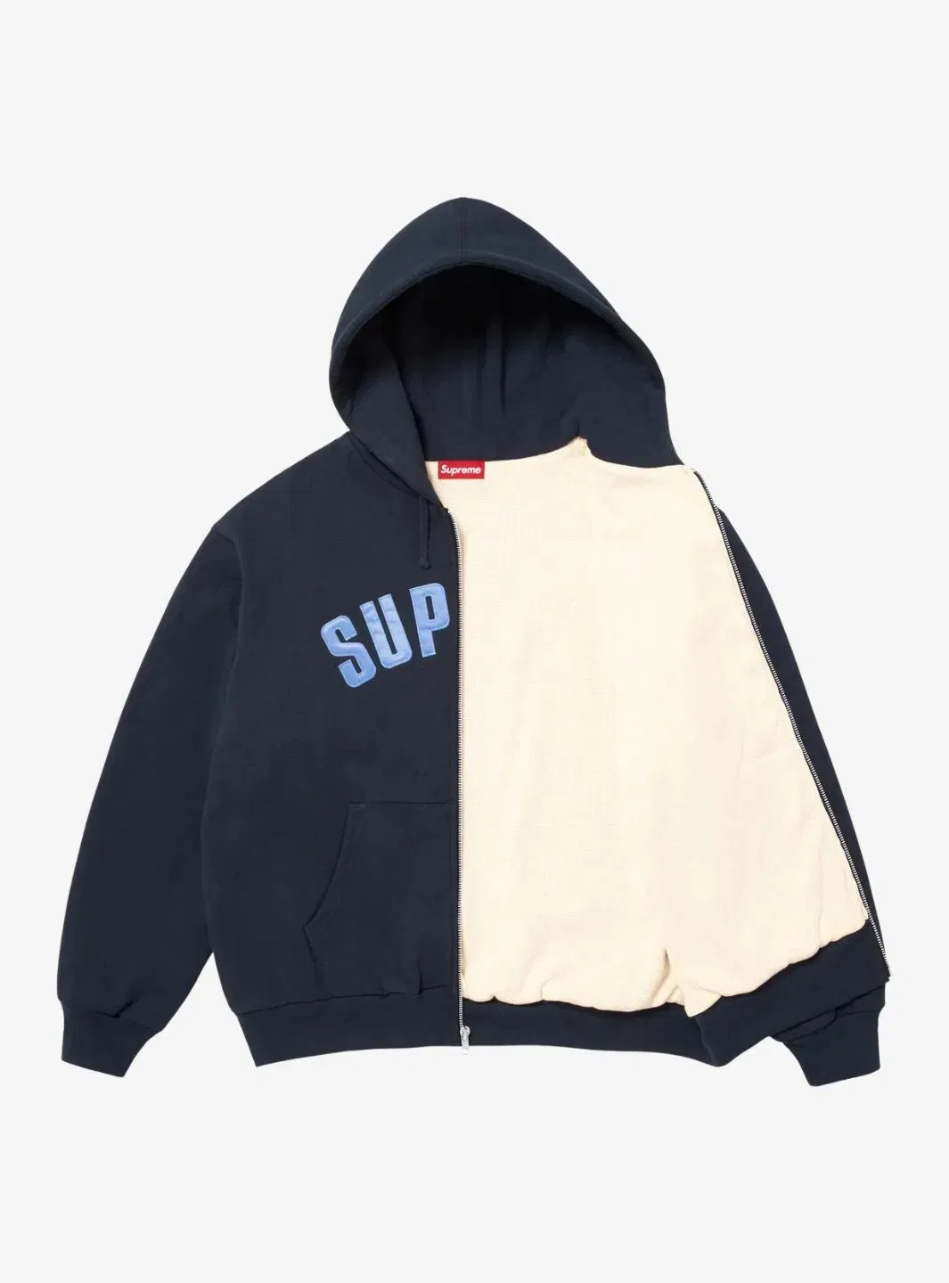 Supreme Arc Thermal Lined Zip Up Hooded Sweatshirt Navy