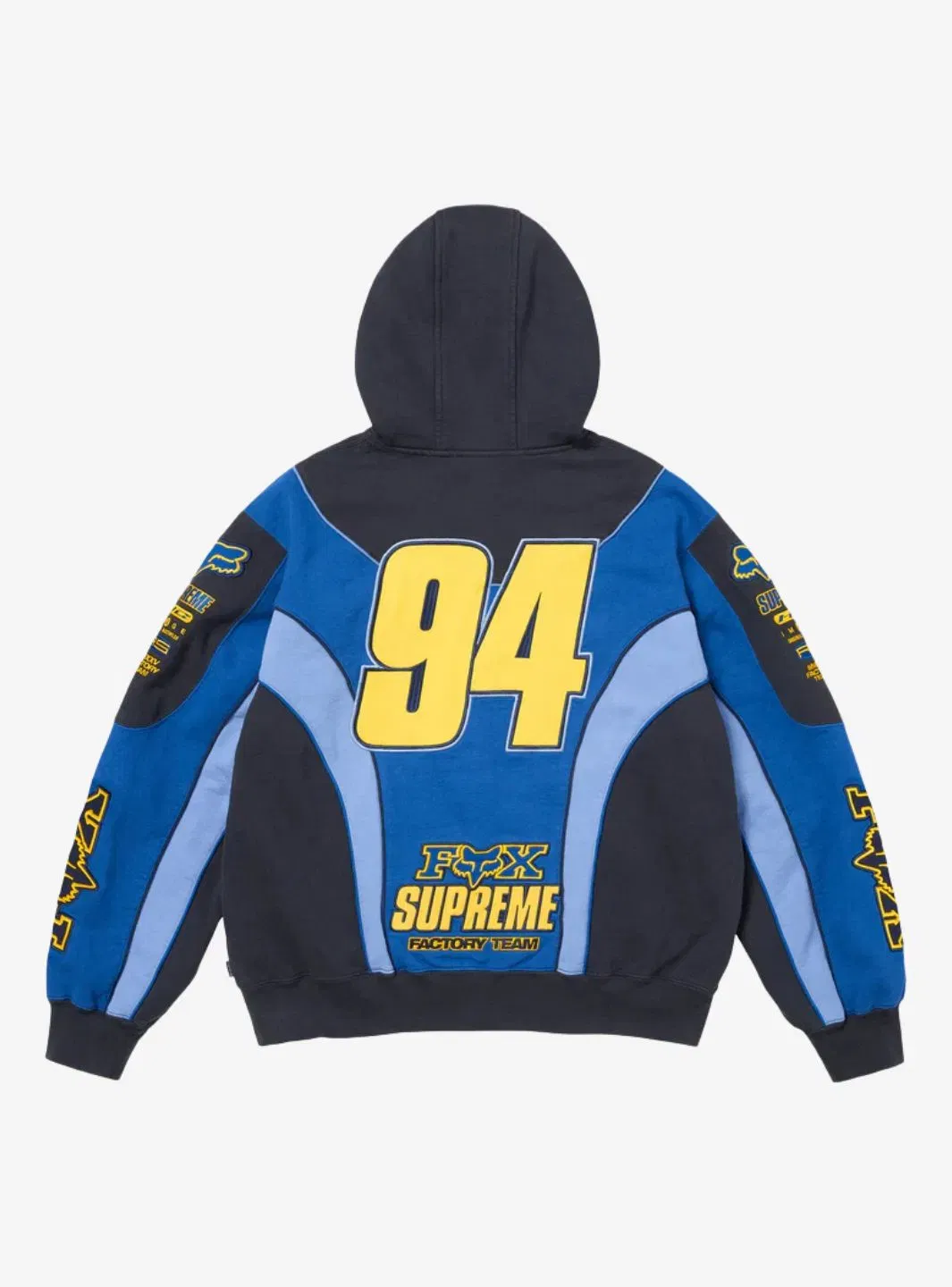 Supreme Fox Racing Zip Up Hooded Sweatshirt Blue