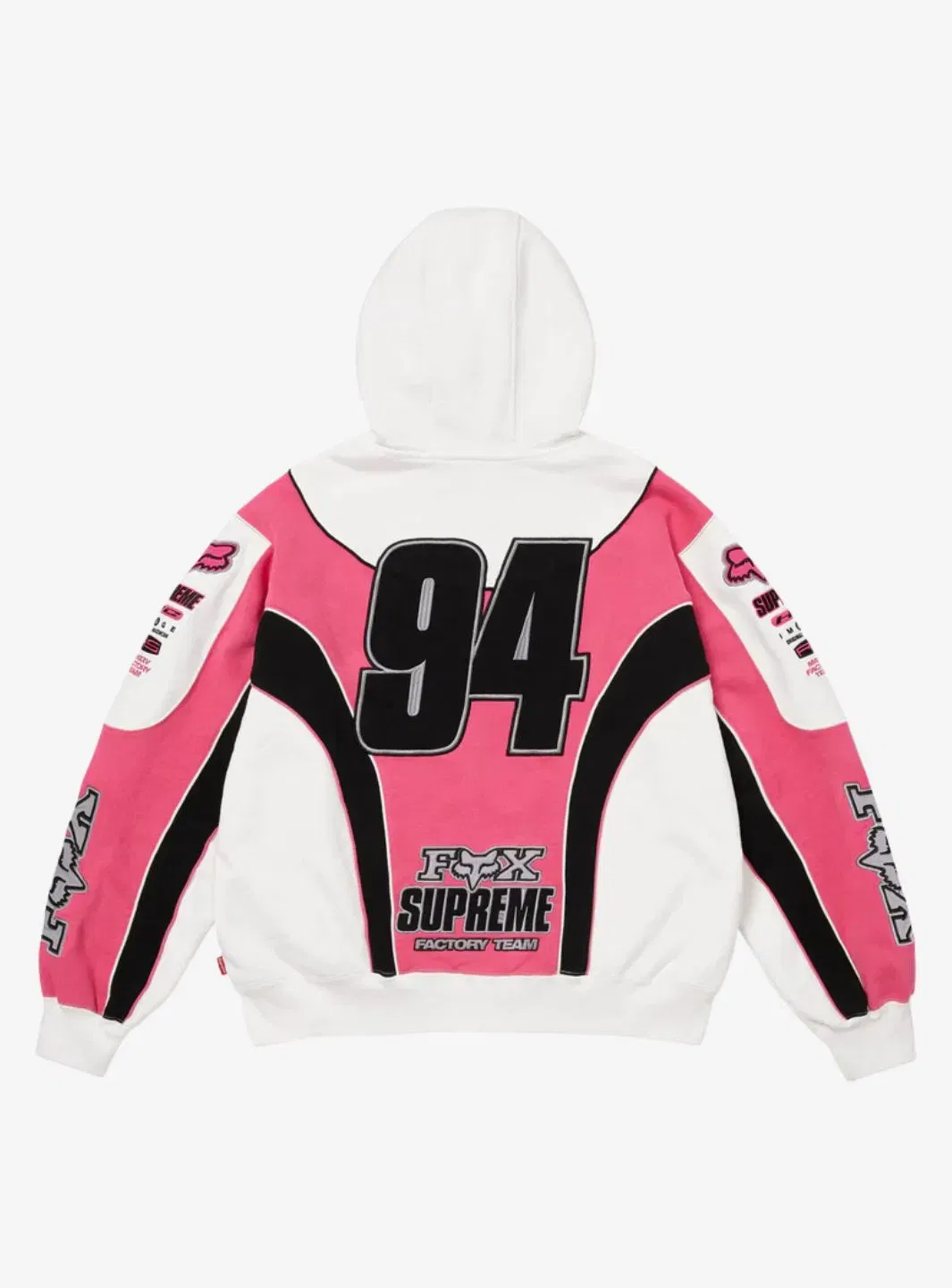 Supreme Fox Racing Zip Up Hooded Sweatshirt White