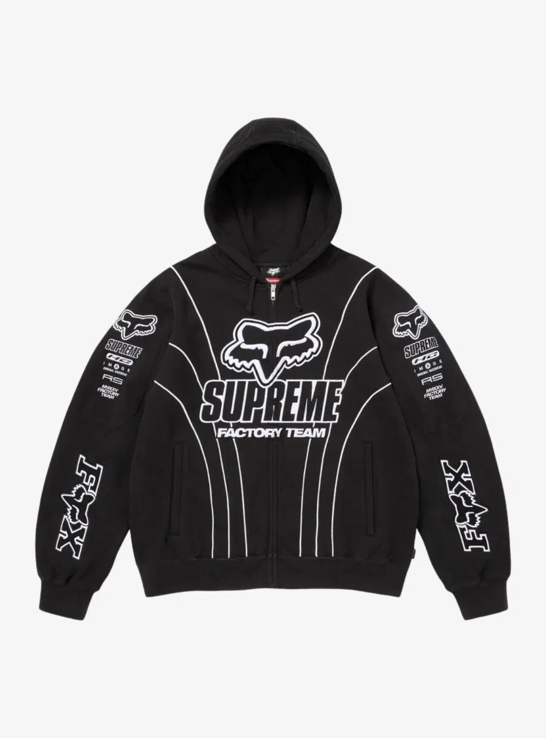 Supreme Fox Racing Zip Up Hooded Sweatshirt Black