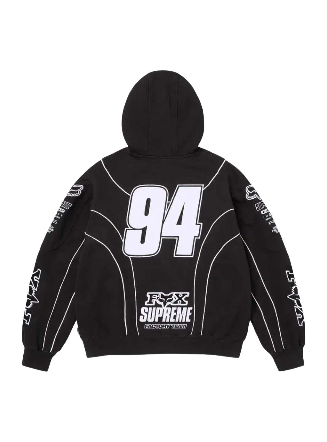 Supreme Fox Racing Zip Up Hooded Sweatshirt Black