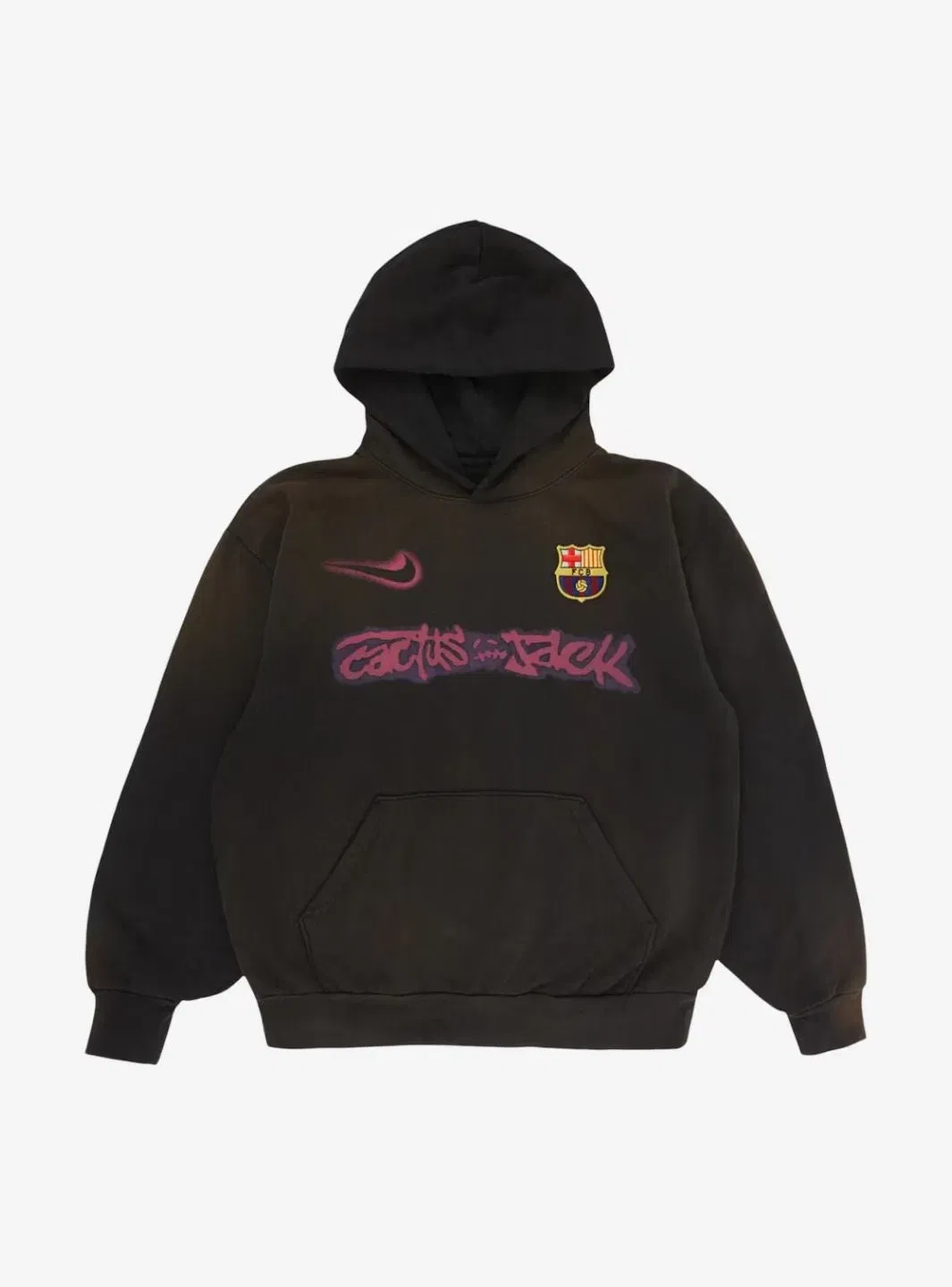 Cactus Jack Travis Scott x Nike x FC Barcelona Spray Logo Hoodie Black