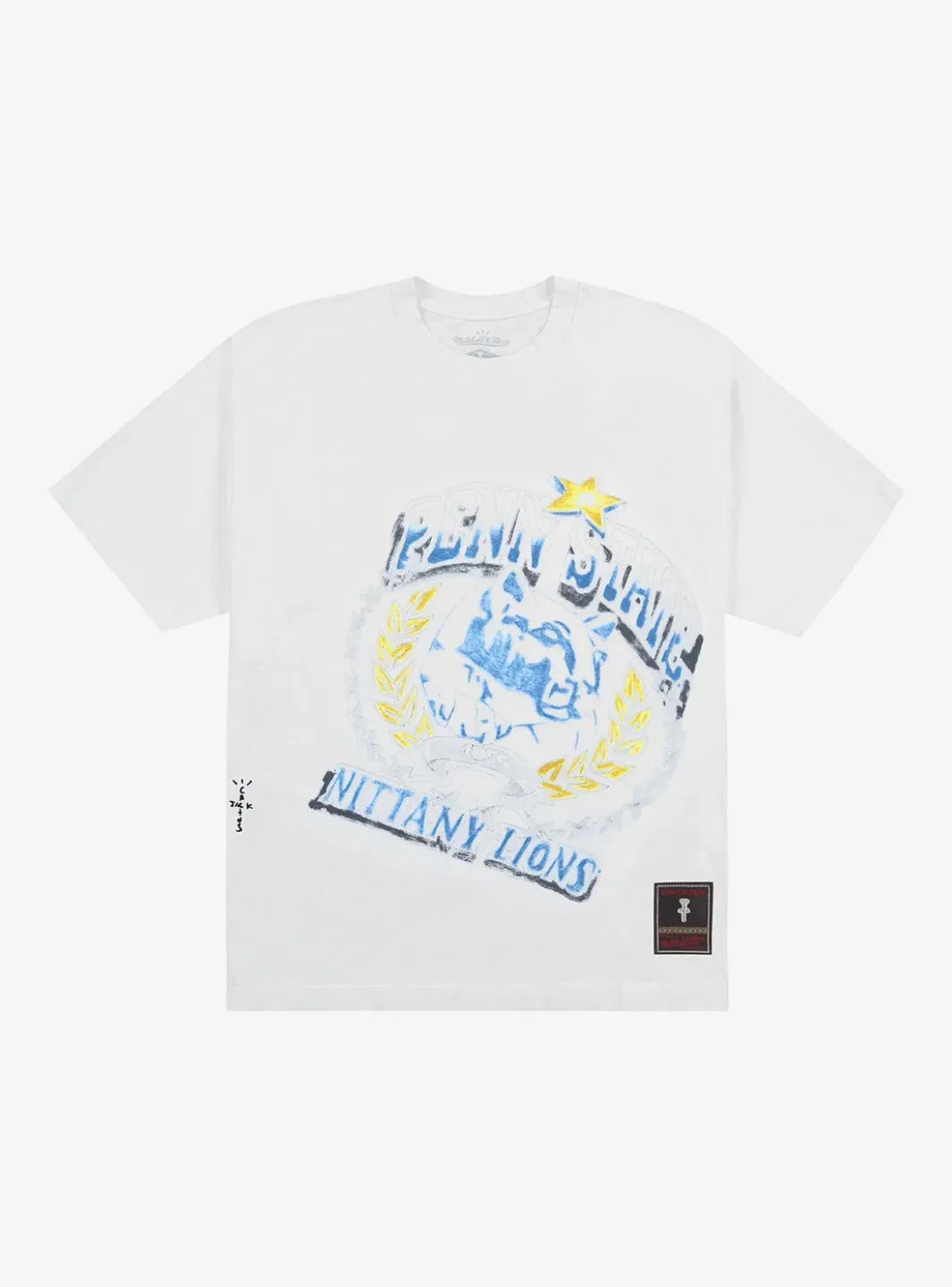 Cactus Jack Travis Scott x Mitchell & Ness Penn State Nittany Lions Hand-Drawn T-Shirt White