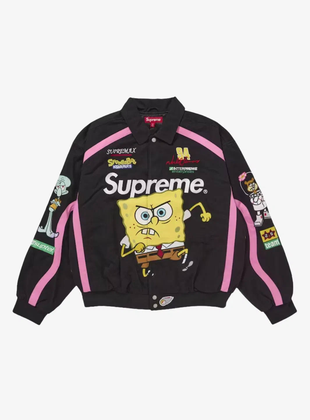 Supreme Spongebob Squarepants Jeff Hamilton Racing Jacket Black