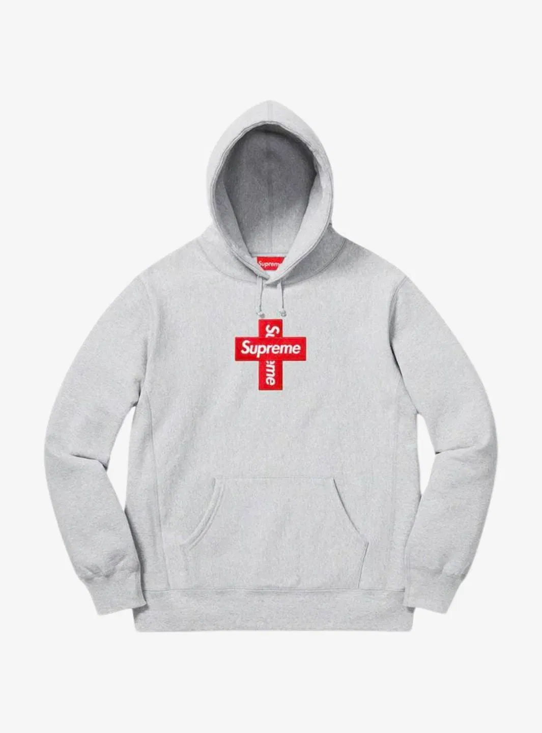 Supreme Cross Box Logo Hooded Sweatshirt Heather Grey