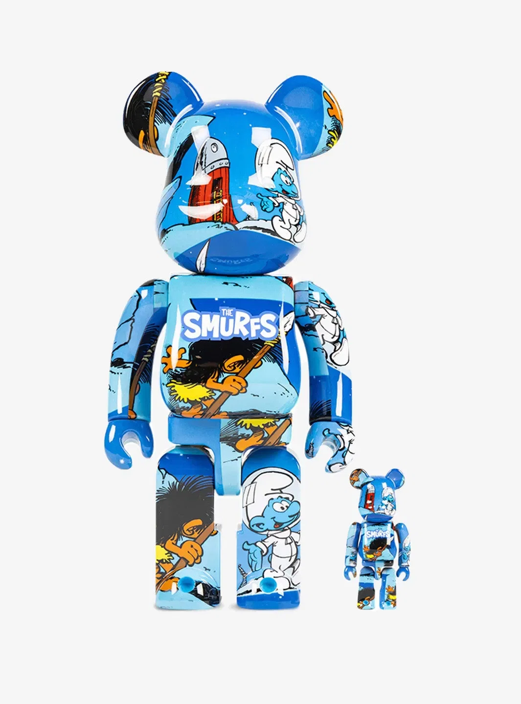 Bearbrick x The Smurfs (The Astrosmurf) 100% & 400% Set Blue