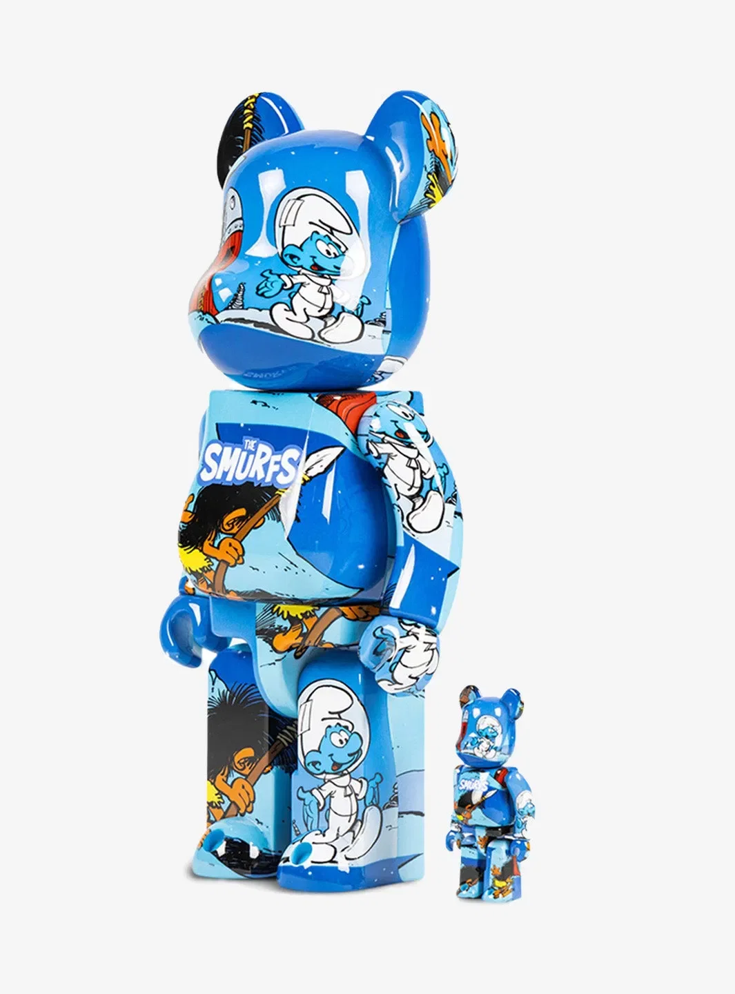 Bearbrick x The Smurfs (The Astrosmurf) 100% & 400% Set Blue