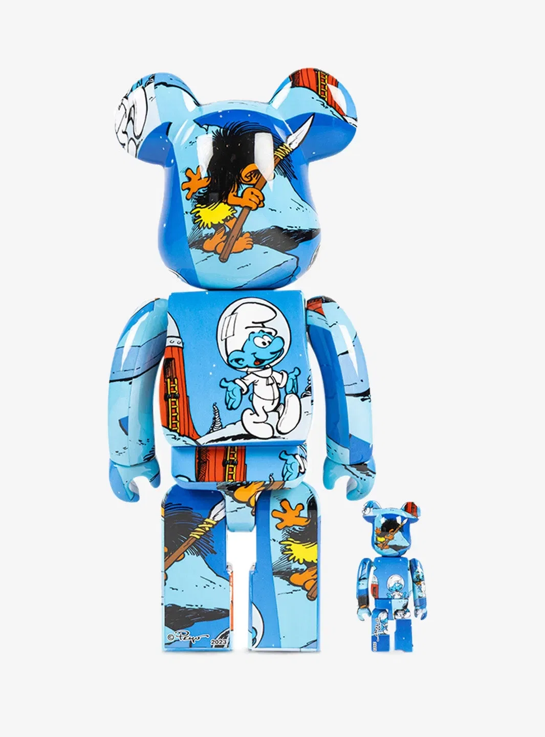 Bearbrick x The Smurfs (The Astrosmurf) 100% & 400% Set Blue