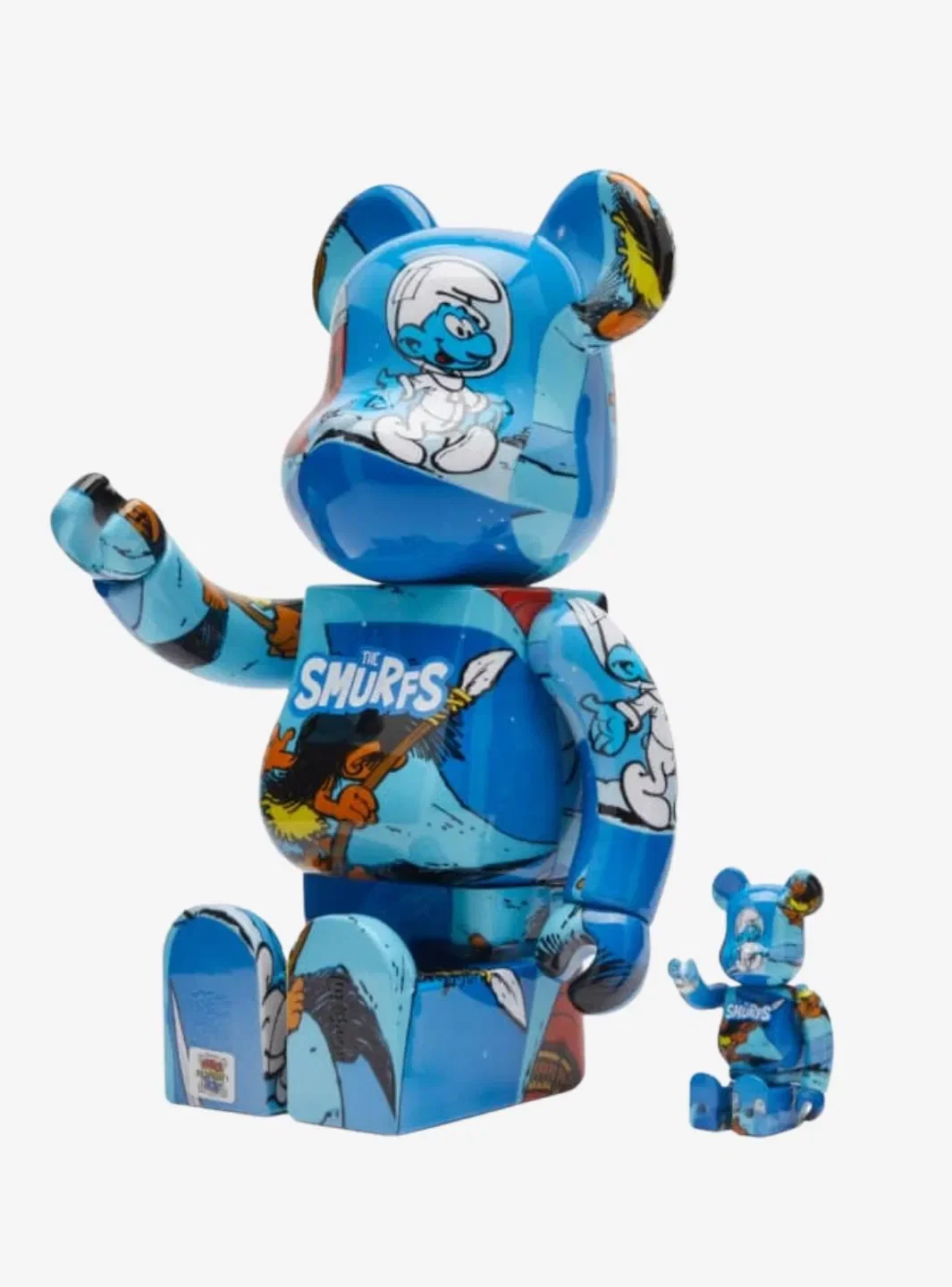 Bearbrick x The Smurfs (The Astrosmurf) 100% & 400% Set Blue