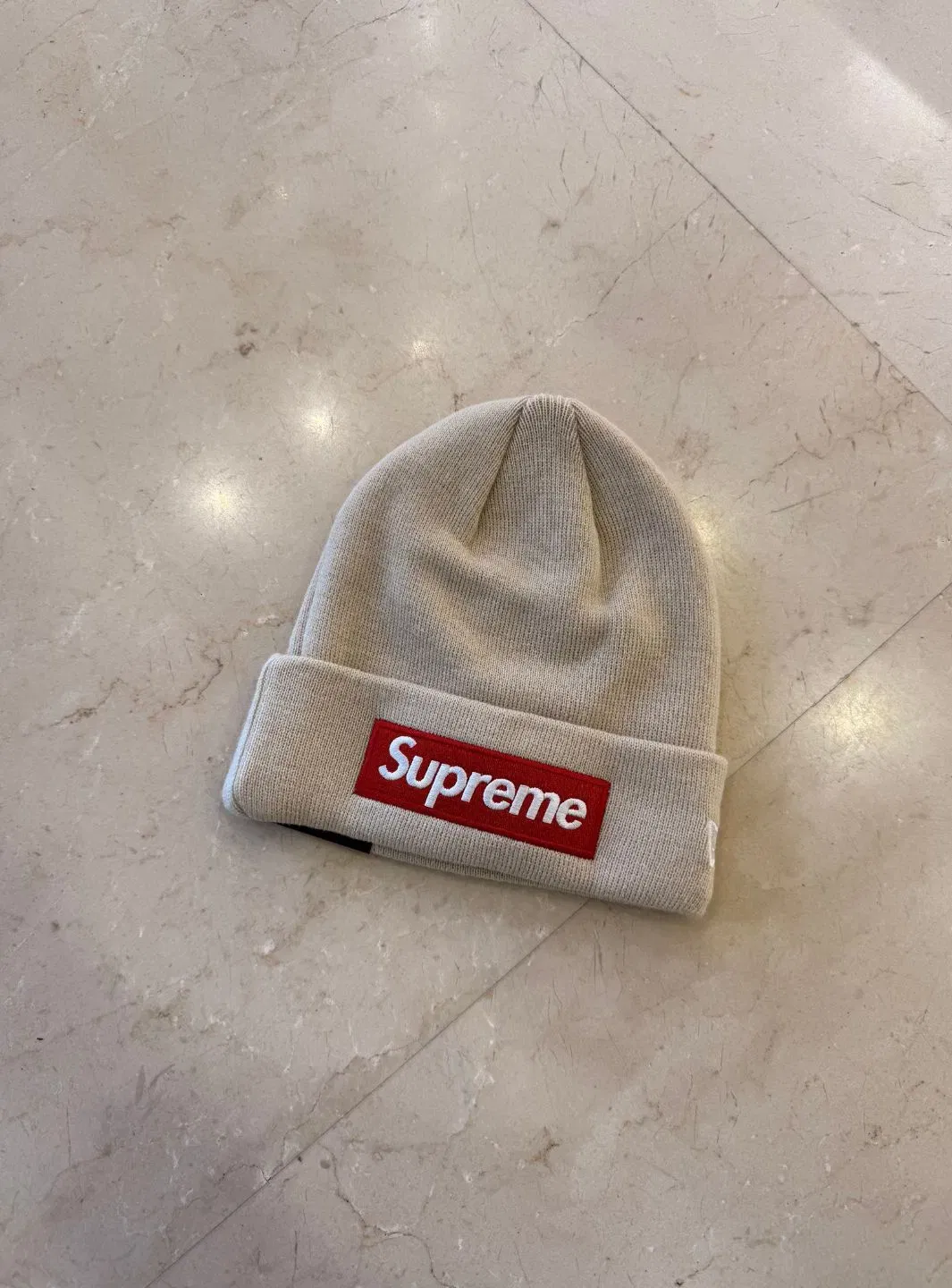 Supreme New Era Box Logo Beanie Stone (FW24)