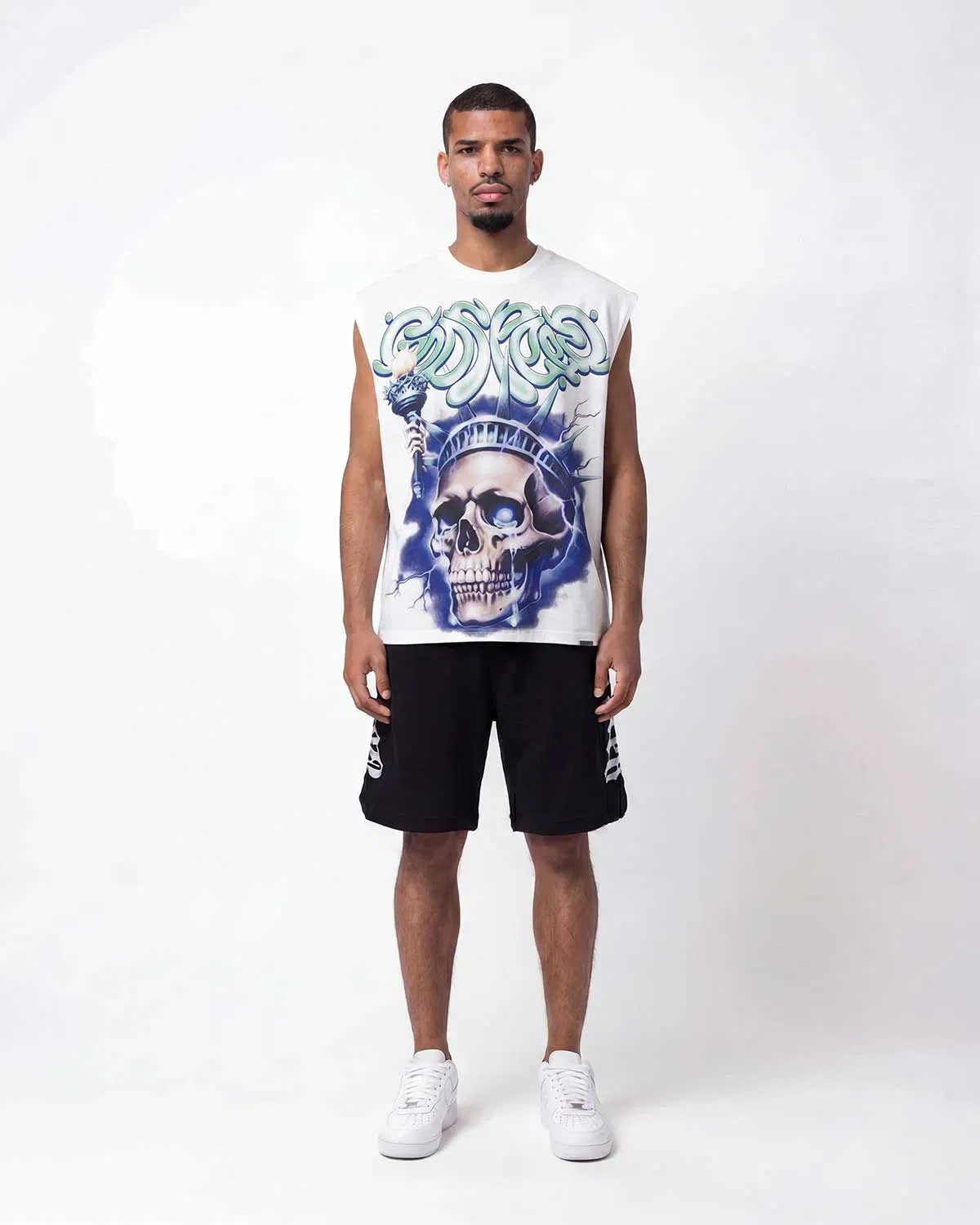 Godspeed Liberty Tears Sleeveless Tee White