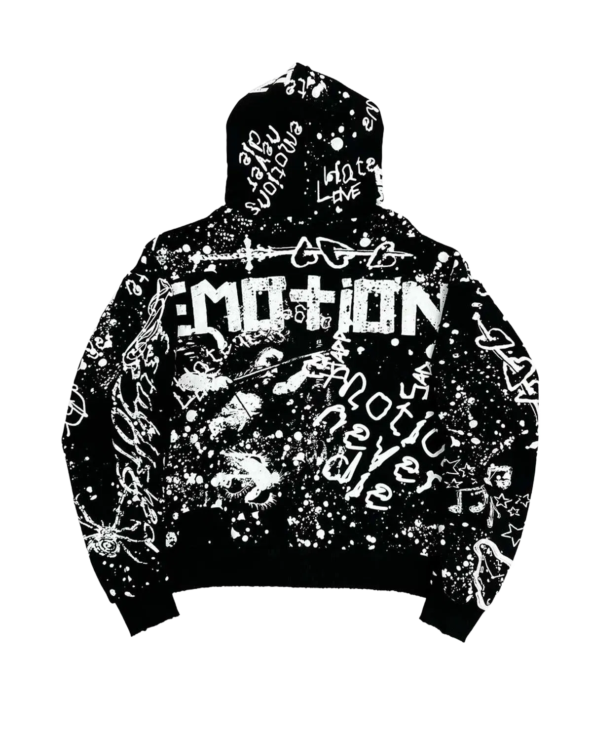 Mixed Emotions Graffiti Zip Up Hoodie Black
