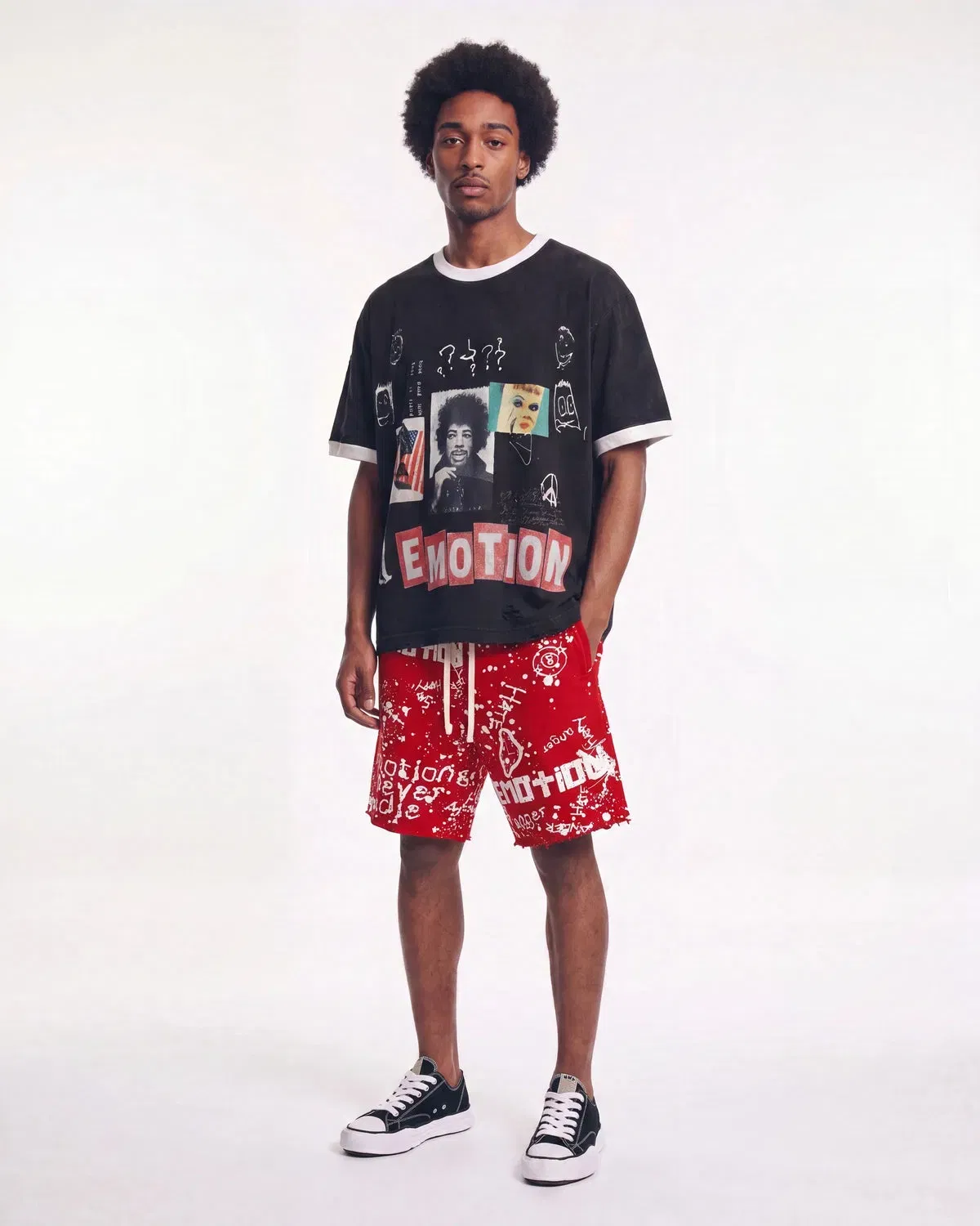 Mixed Emotions Graffiti Shorts Red