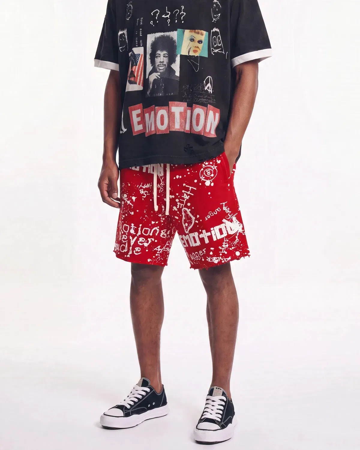 Mixed Emotions Graffiti Shorts Red