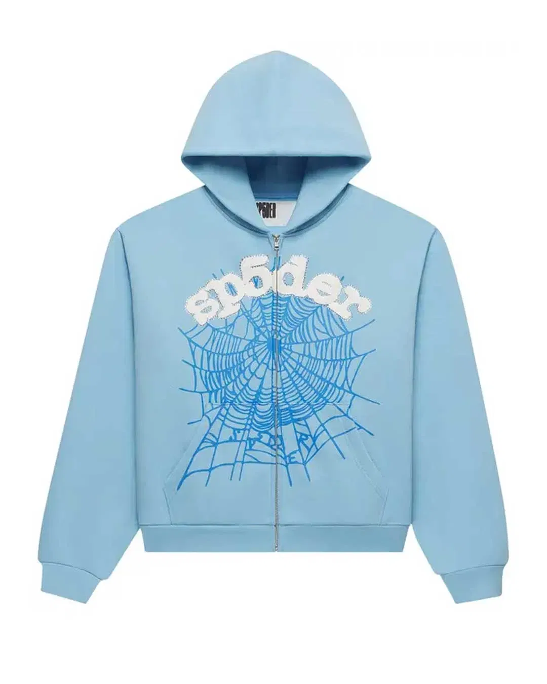 Sp5der Worldwide Sp5der OG Web Zip Up Hoodie Sky Blue
