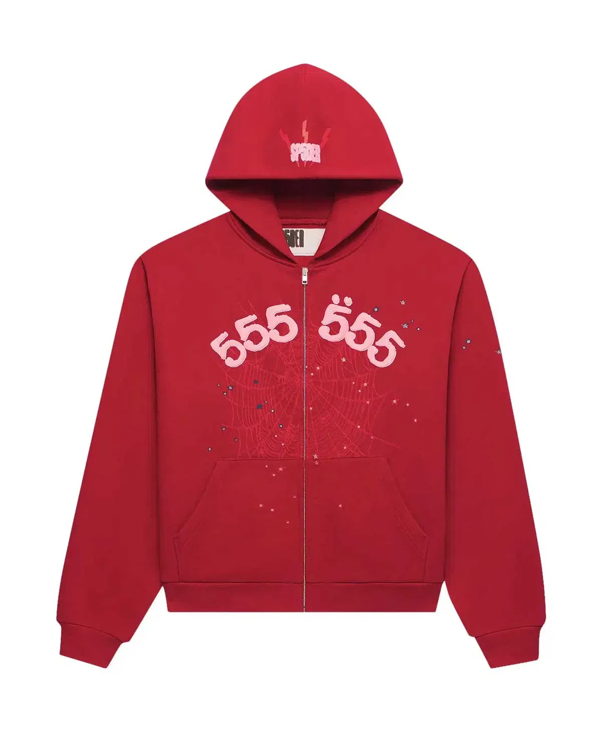 Sp5der Worldwide Sp5der Angel Number Zip Up Hoodie Merlot