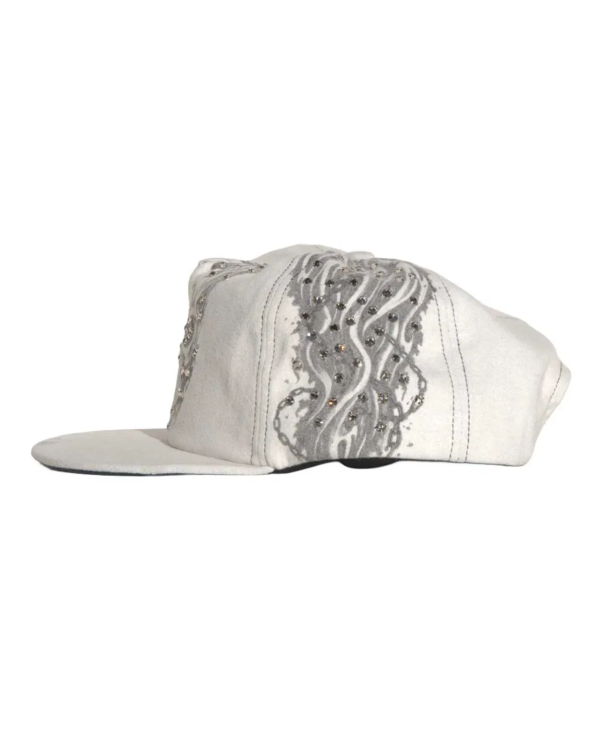 Bossi Vintage Rhinestone Snapback Hat White