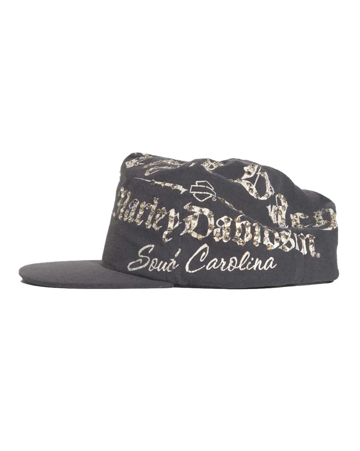Bossi Vintage Rhinestone Snapback Hat Black