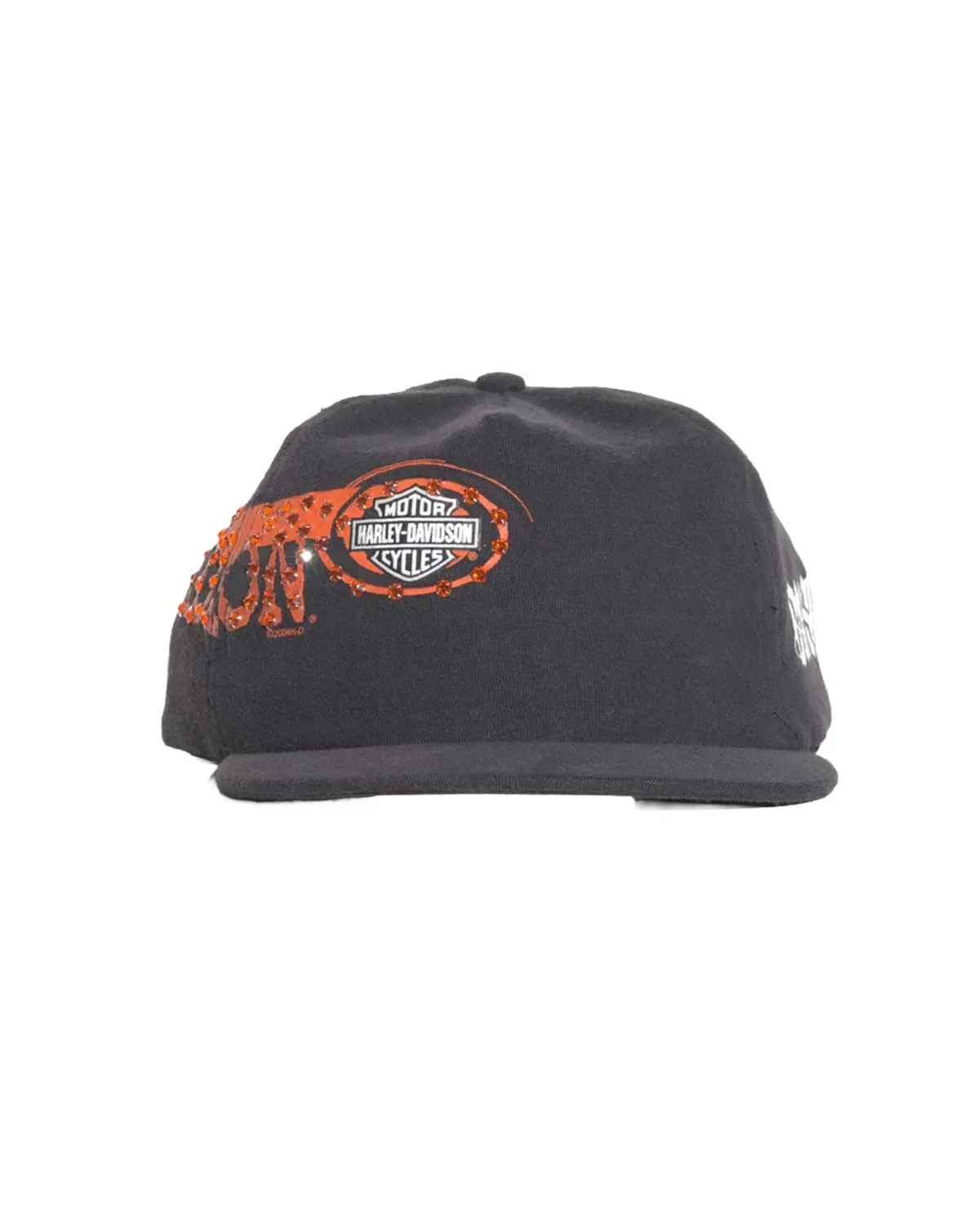 Bossi Vintage Rhinestone Snapback Hat Black/Orange