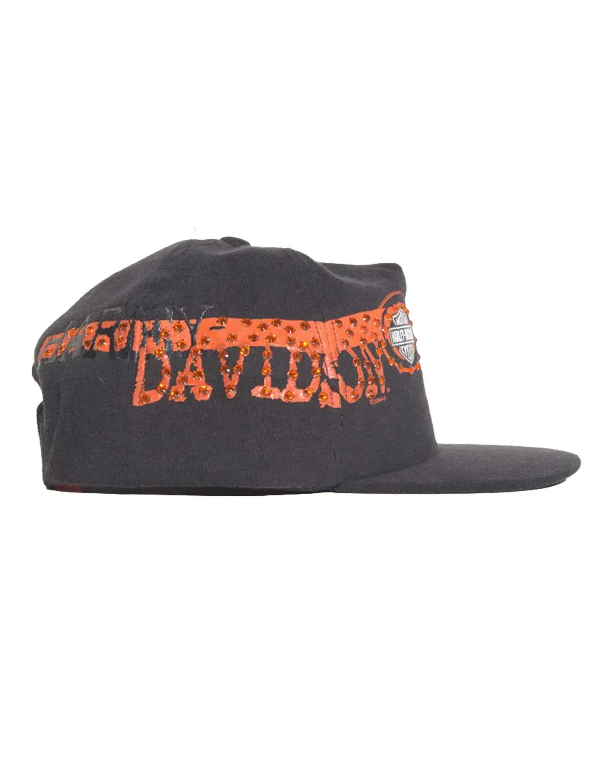 Bossi Vintage Rhinestone Snapback Hat Black/Orange