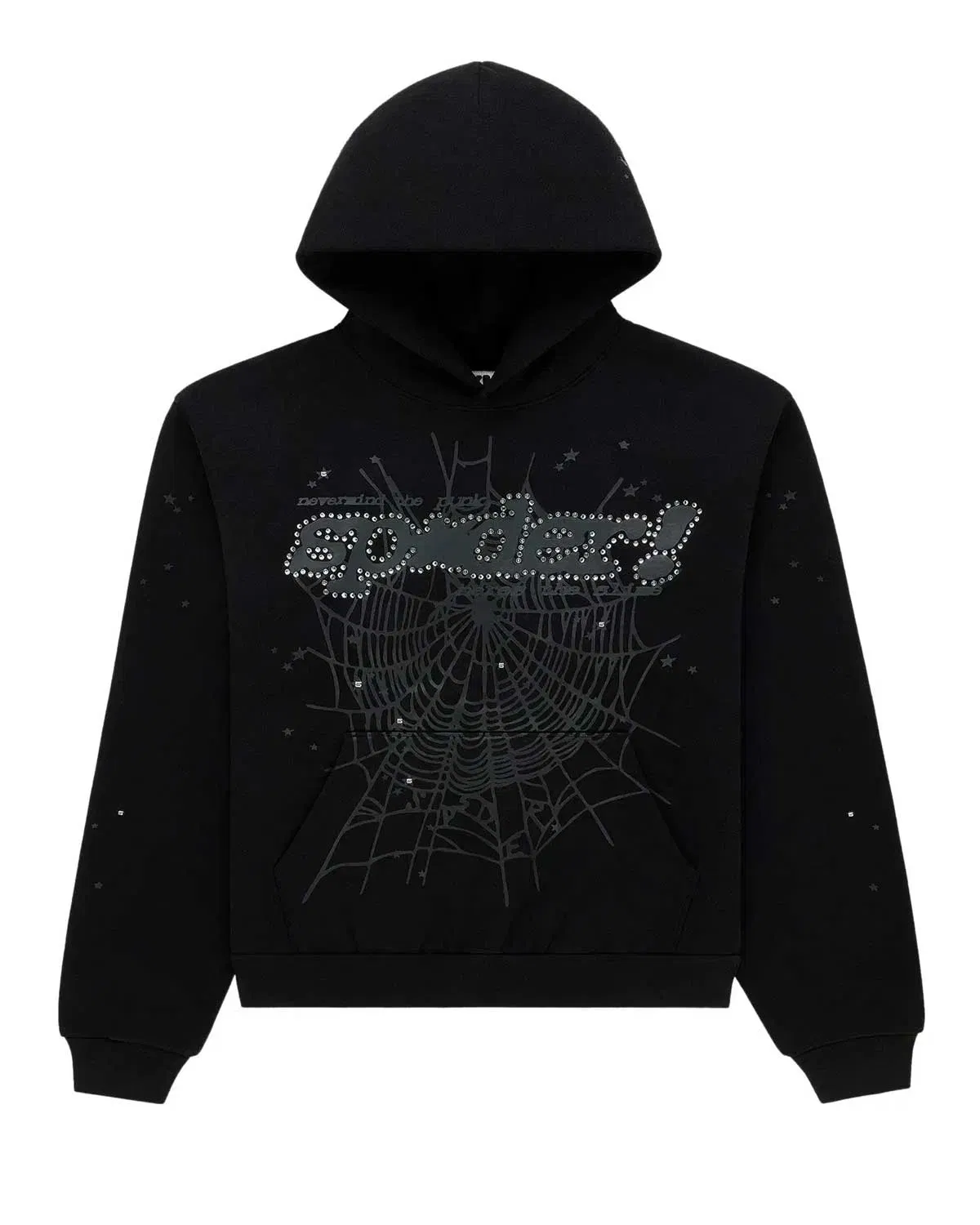 Sp5der Worldwide Sp5der P*nk V2 Rhinestone Hoodie Black