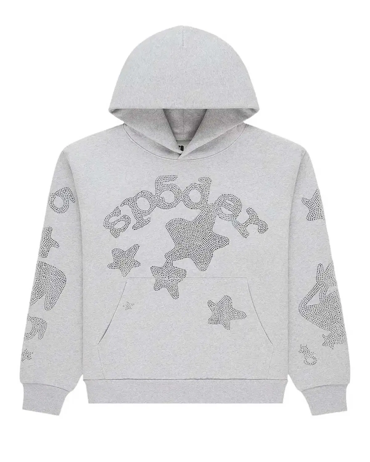Sp5der Worldwide Sp5der Beluga Rhinestone Hoodie Heather Grey
