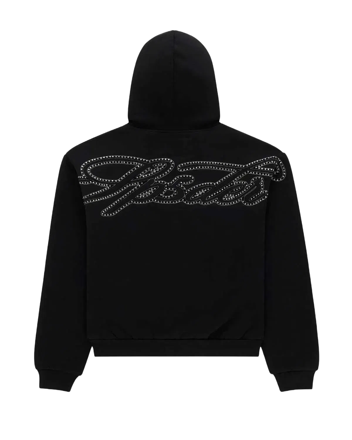 Sp5der Worldwide Sp5der Rhinestone Script Zip Up Hoodie Black