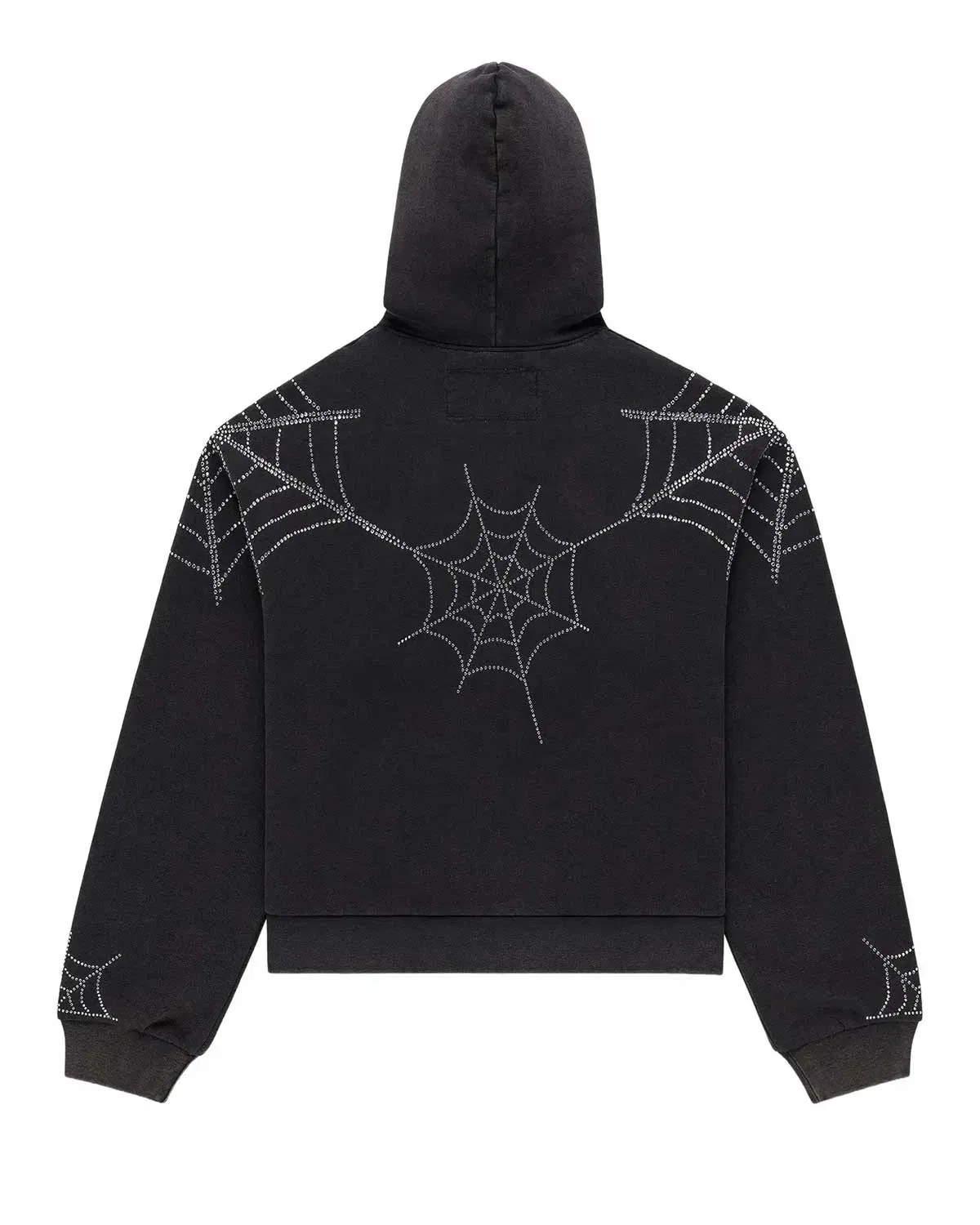 Sp5der Worldwide Sp5der Rhinestone Web Zip Up Hoodie Black