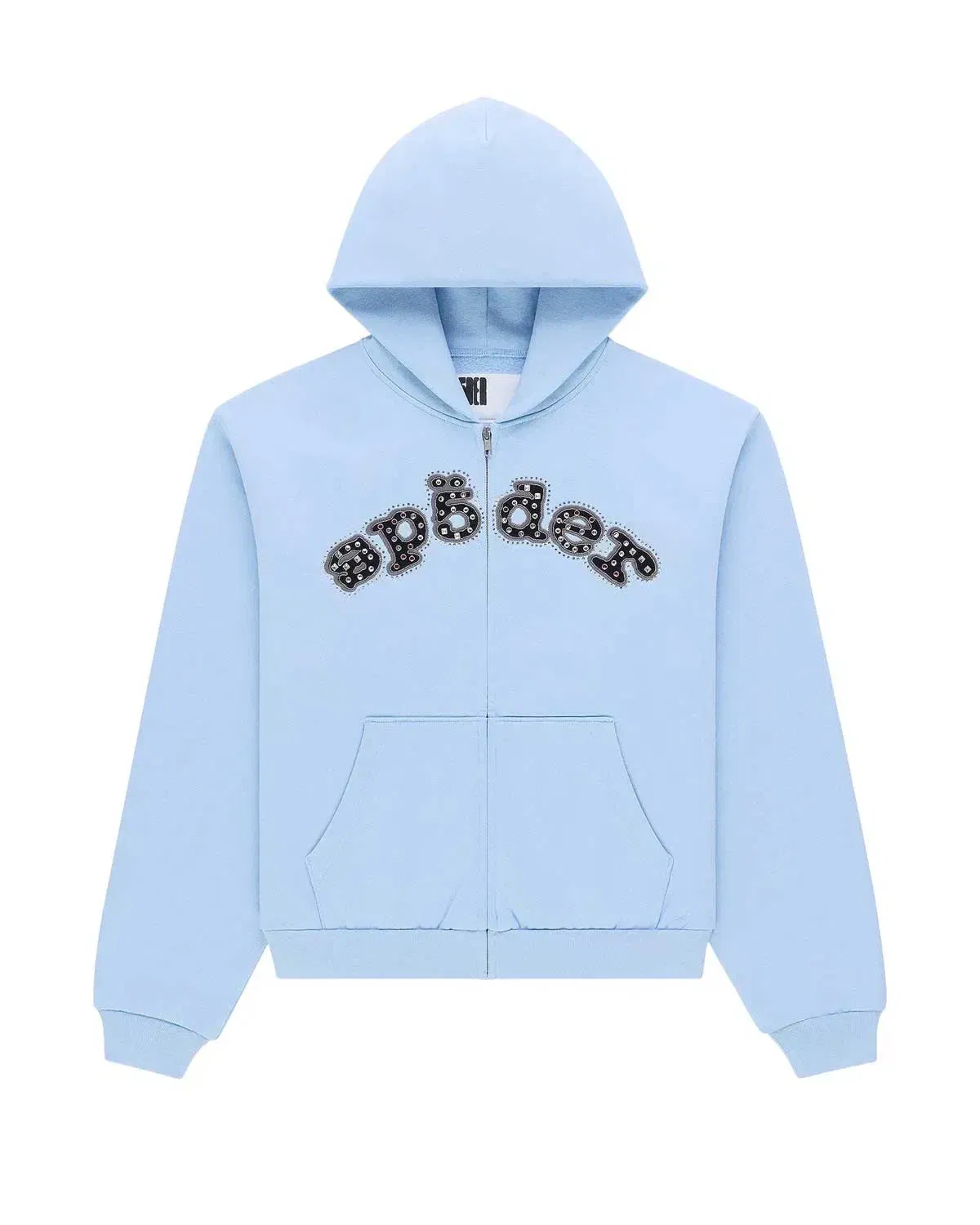 Sp5der Worldwide Sp5der OG Logo Mixed Stone Zip Up Hoodie Rock Blue