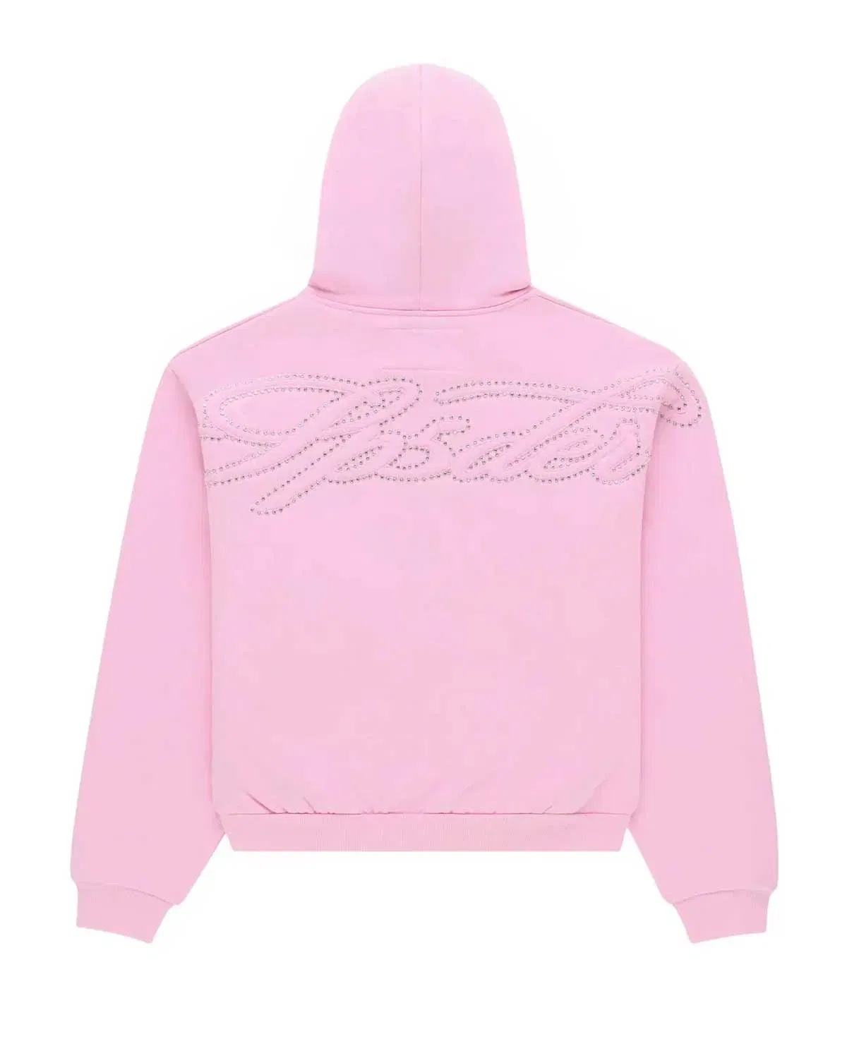 Sp5der Worldwide Sp5der Rhinestone Script Zip Up Hoodie Light Pink