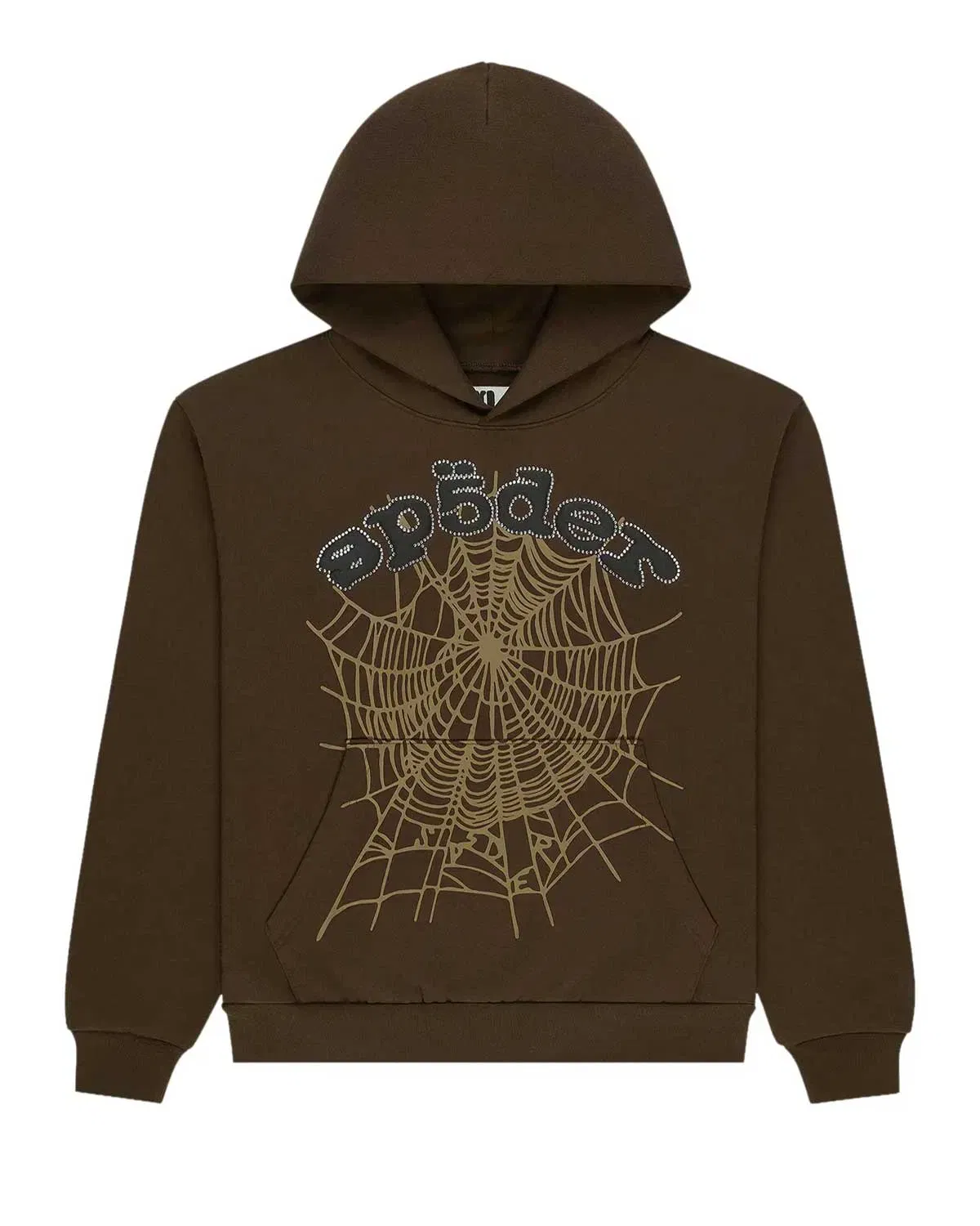 Sp5der Worldwide Sp5der OG Web Rhinestone Hoodie Brown