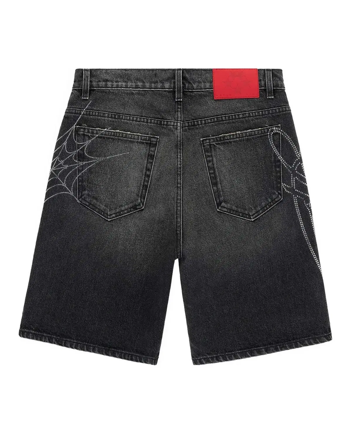 Sp5der Worldwide Sp5der Script Web Denim Shorts Black