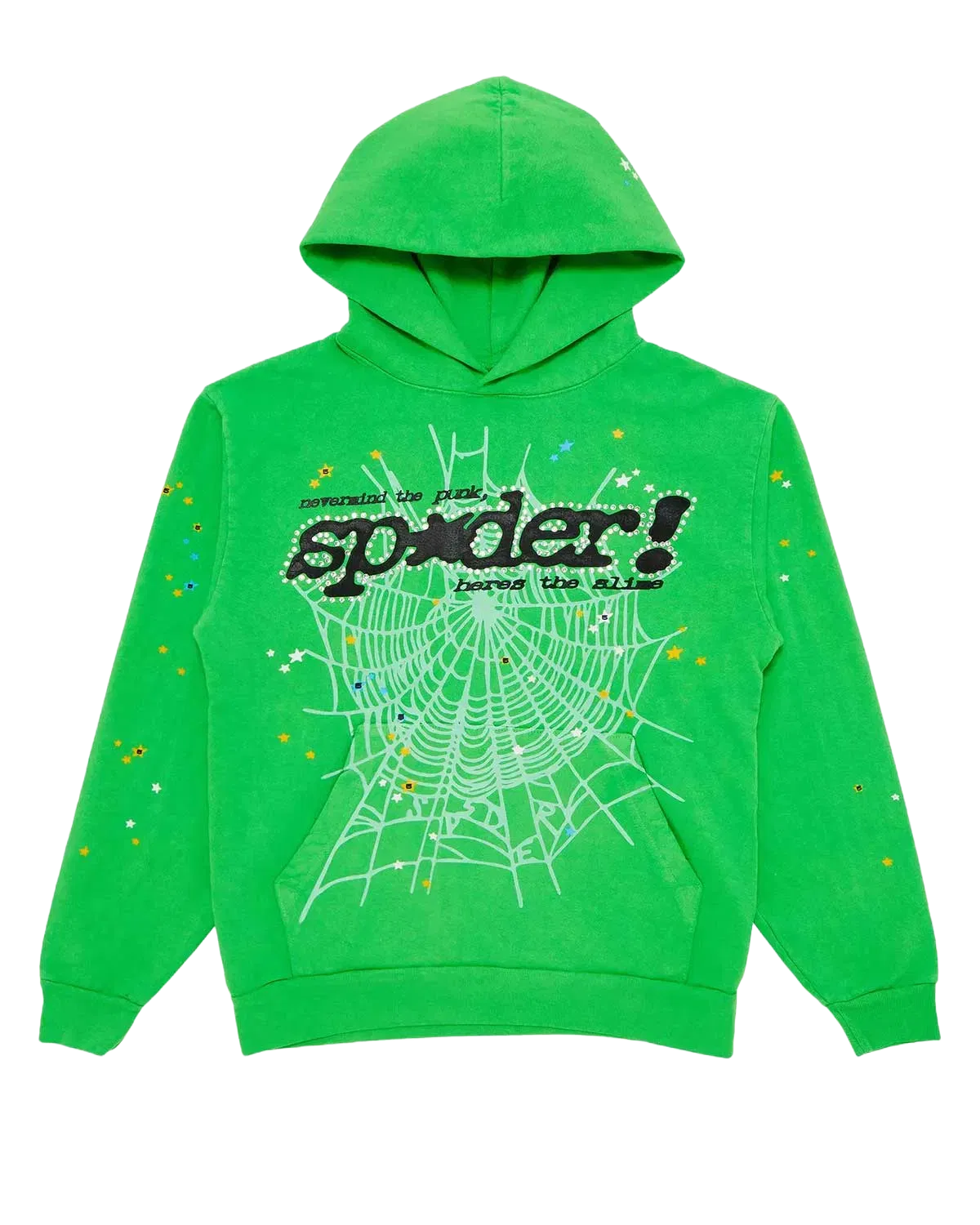 Sp5der Worldwide Sp5der P*nk Hoodie V2 Rhinestone Slime Green