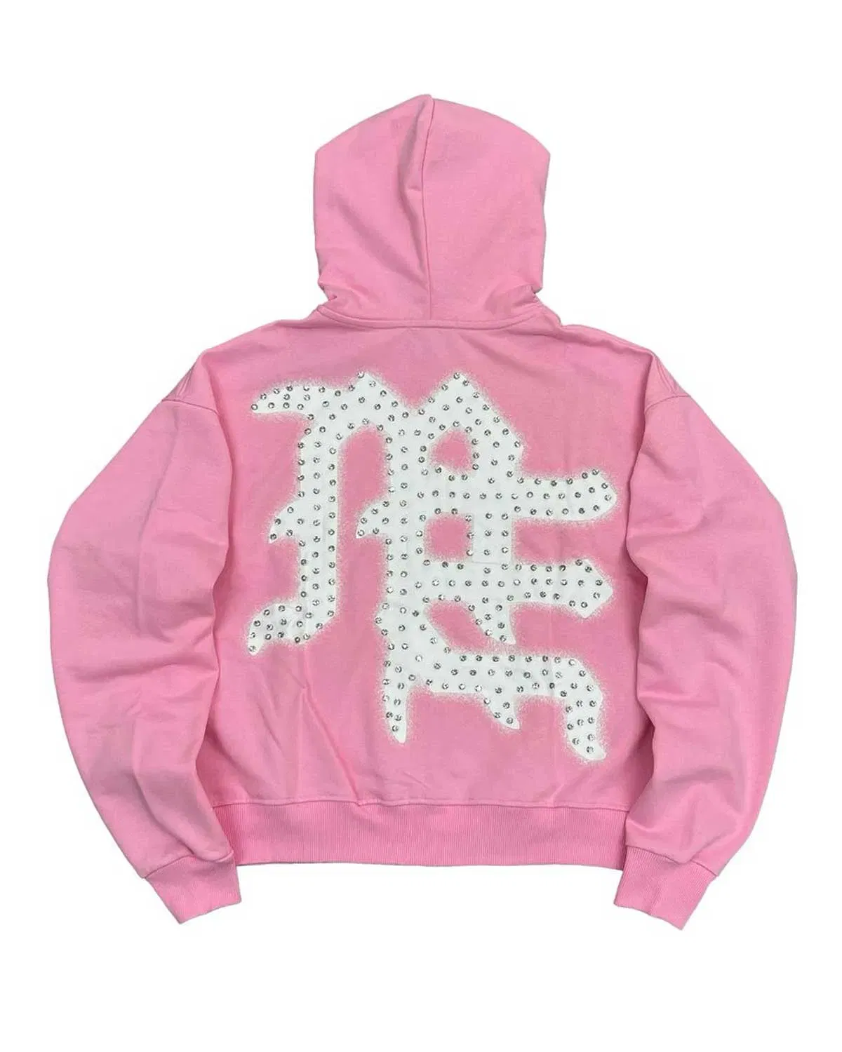 Mixed Emotions "End" Rhinestone Hoodie Pink