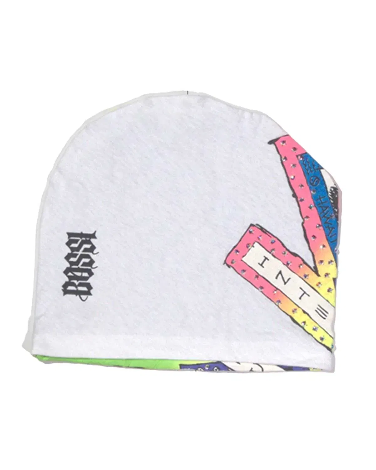 Bossi Vintage Rhinestone Beanie White