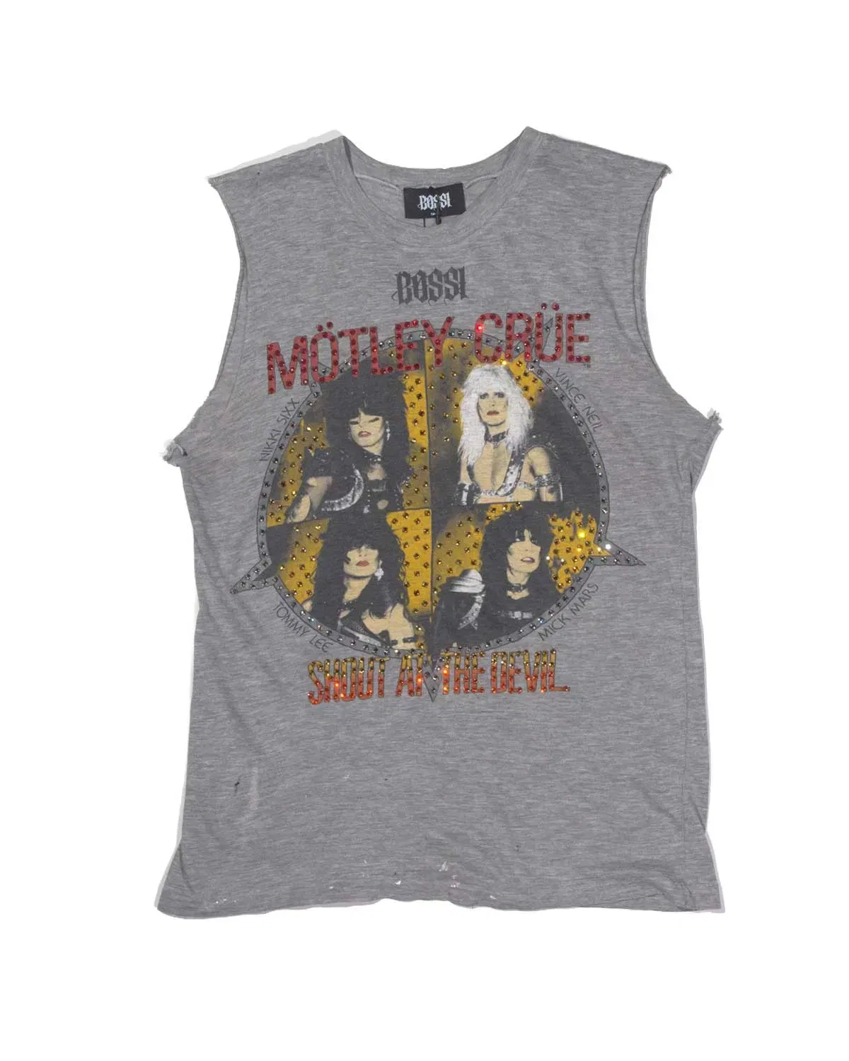 Bossi Vintage Rhinestone Sleeveless Tee Grey