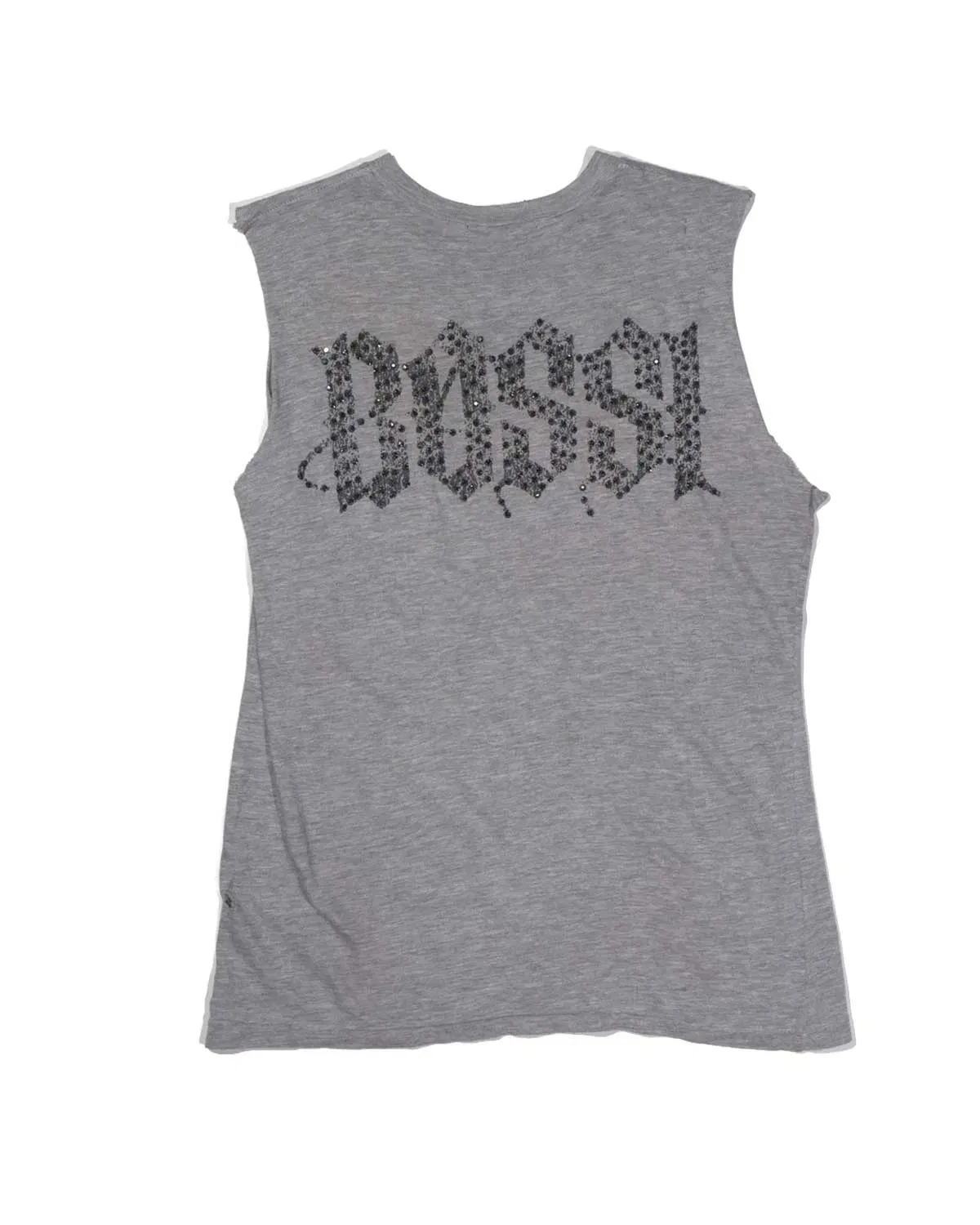 Bossi Vintage Rhinestone Sleeveless Tee Grey