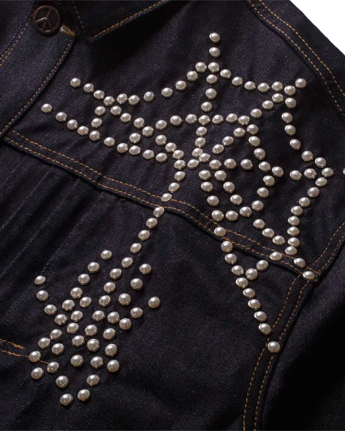 Boredom Kills Spider Pearl Denim Jacket Raw Indigo