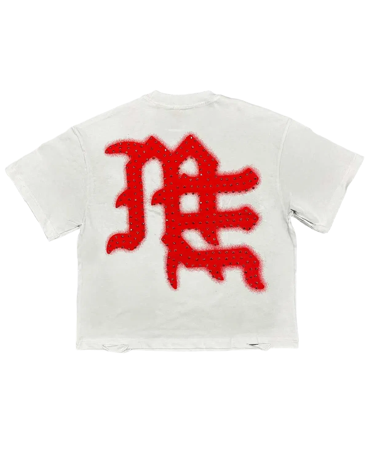 Mixed Emotions End Rhinestone Tee White/Red