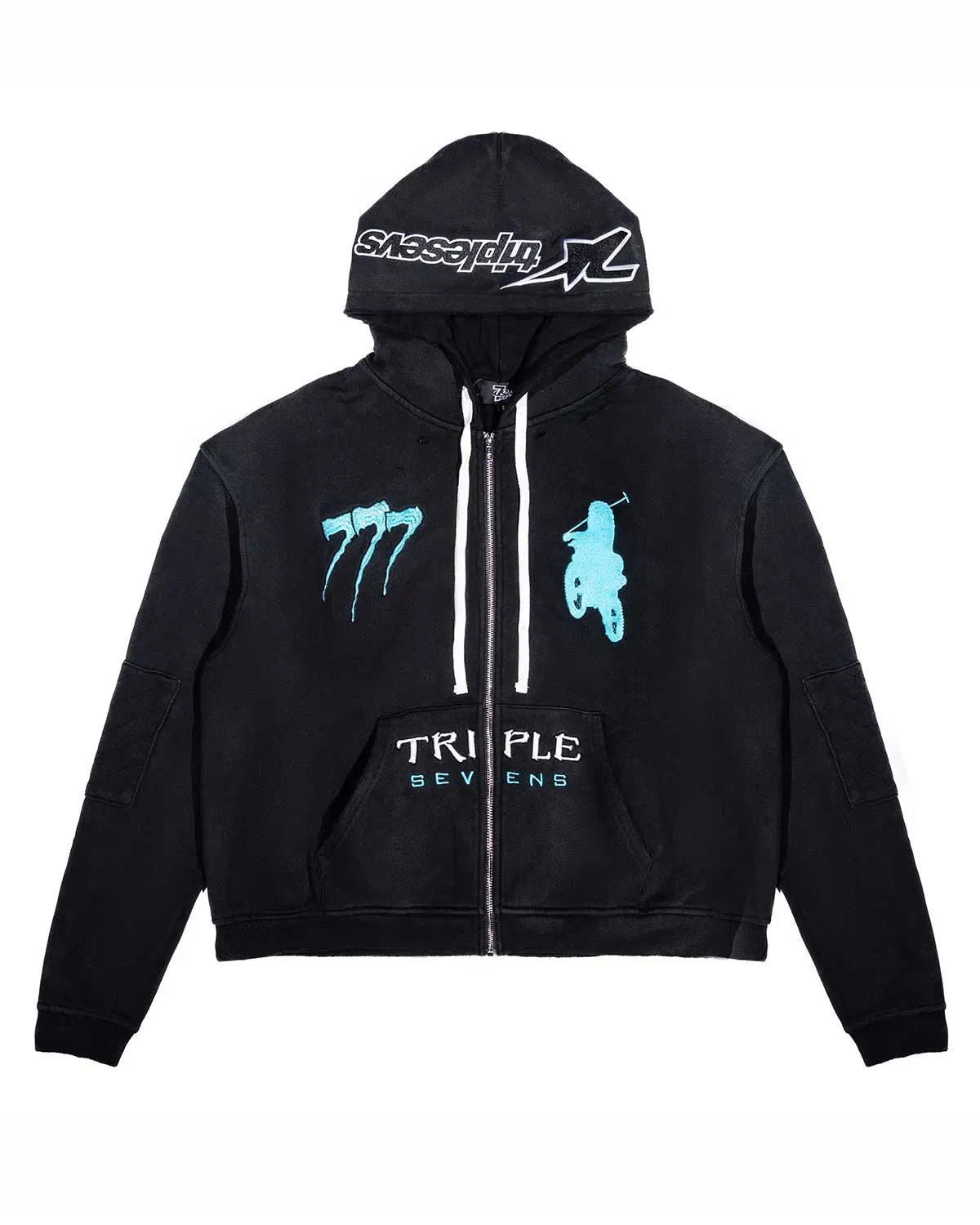 Triple Seven Triple Sevens Moto Hoodie Black