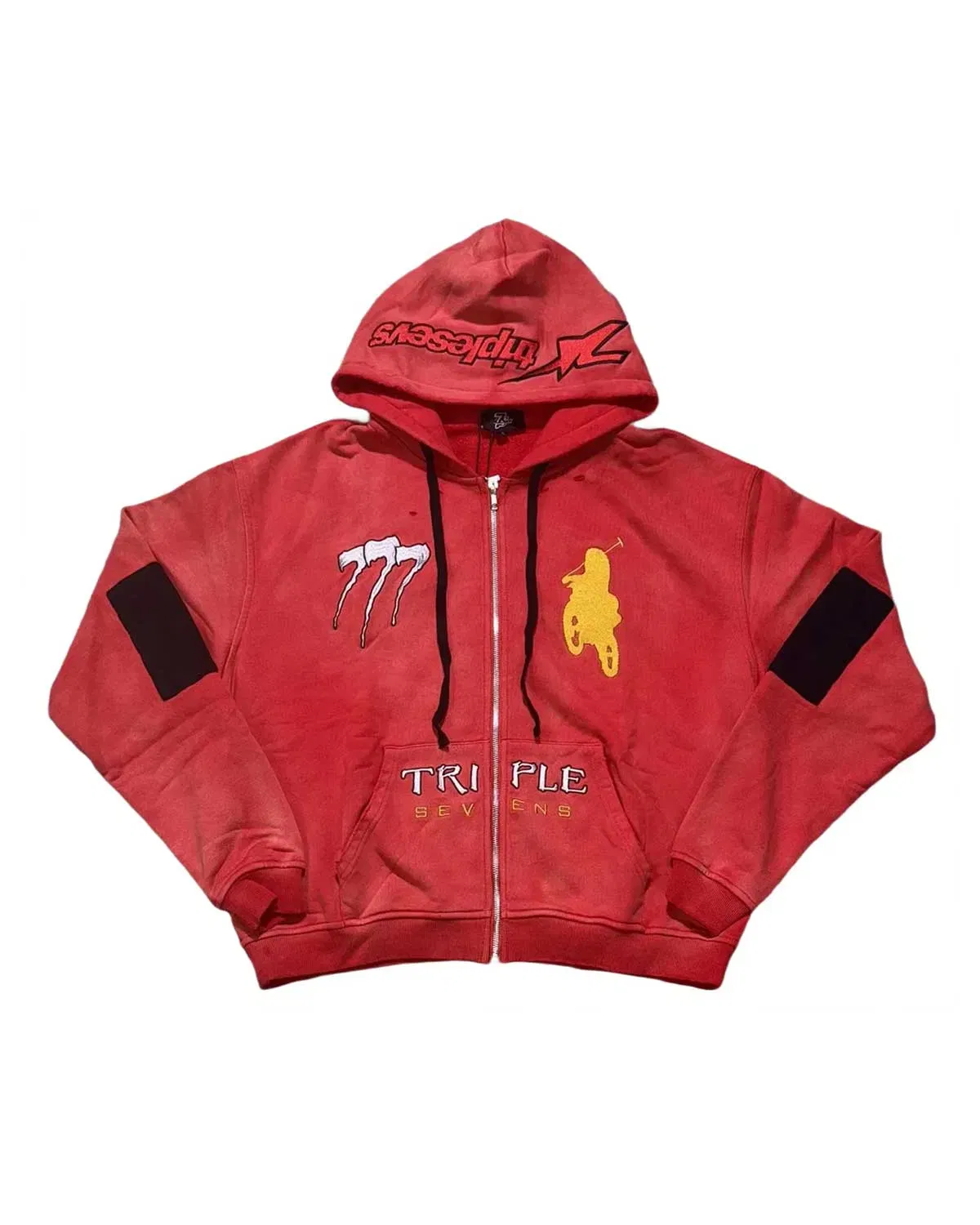 Triple Seven Triple Sevens Moto Complex Zip Up Hoodie Red