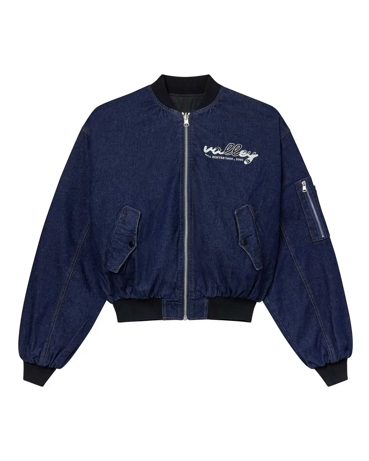 Vale Forever 1999-2000 Raw Denim Bomber Jacket Navy